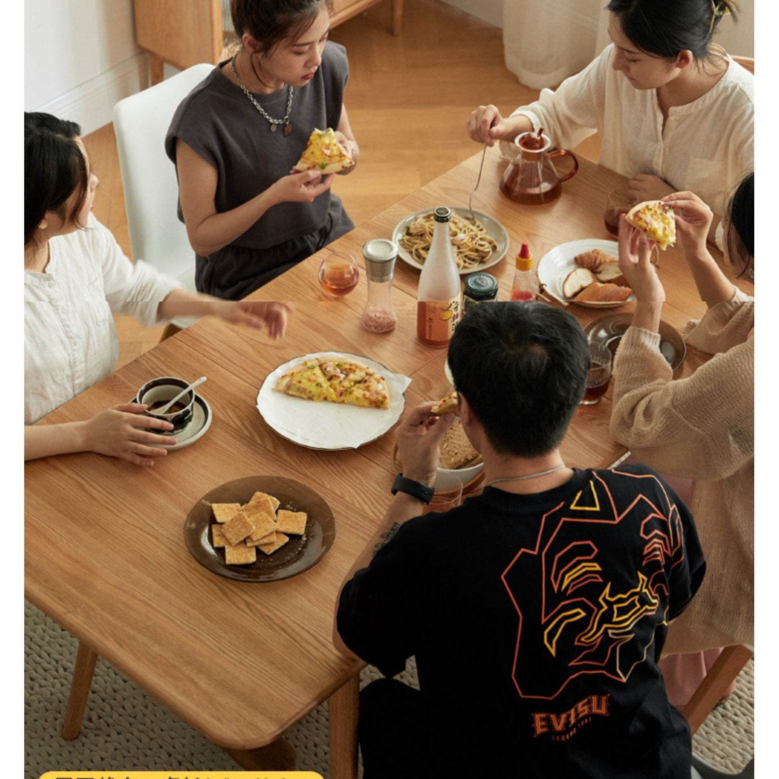 Solid Oak Wood Extendable Dining Table - Expandable for 6 to 8 People - Perfect for Small Spaces & Family Gatherings