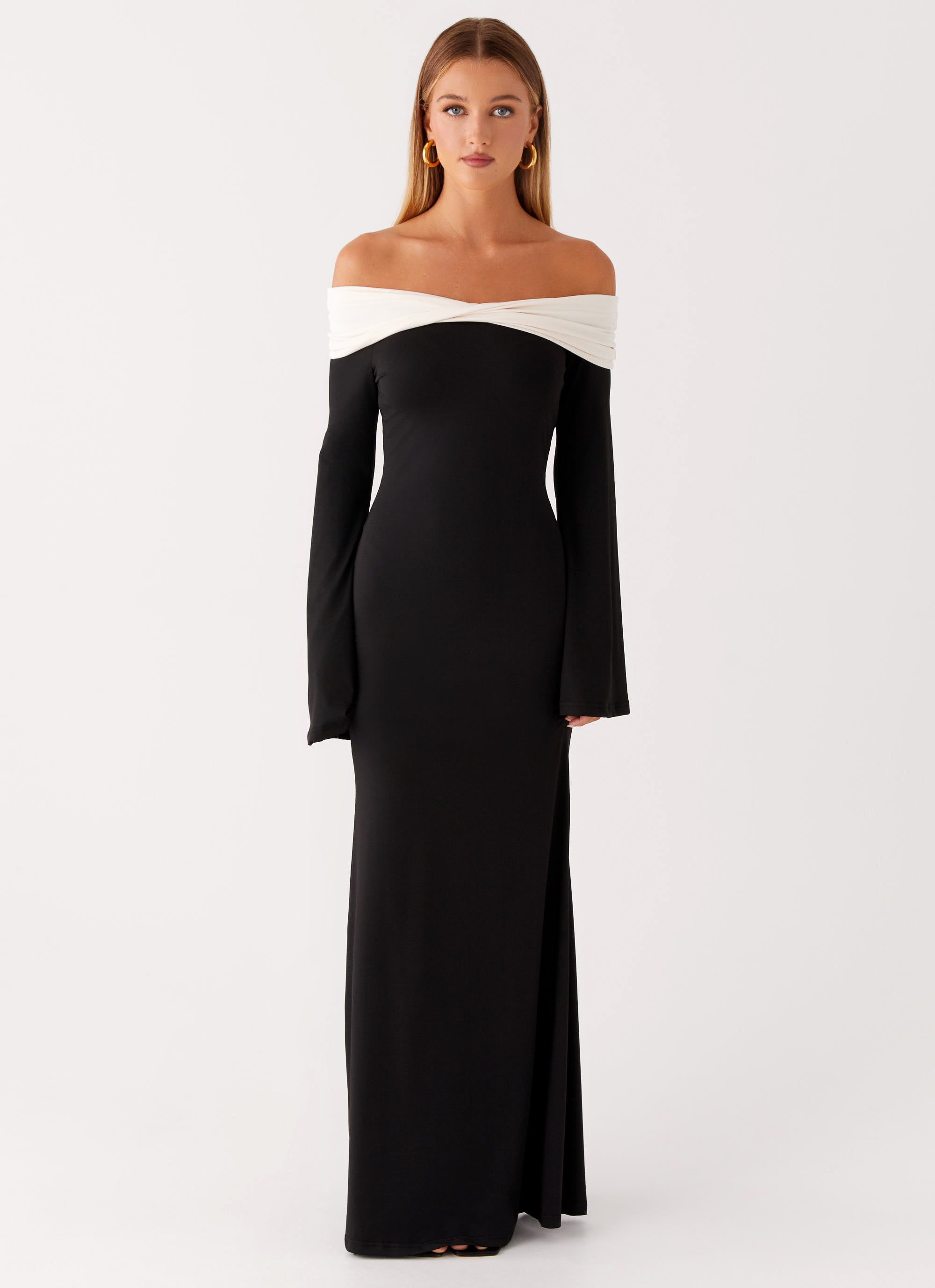 Stylish Black Long Sleeve Maxi Dress for Women - Elegant Flowy Midi Dress for Casual Outings, Date Nights & Special Occasions