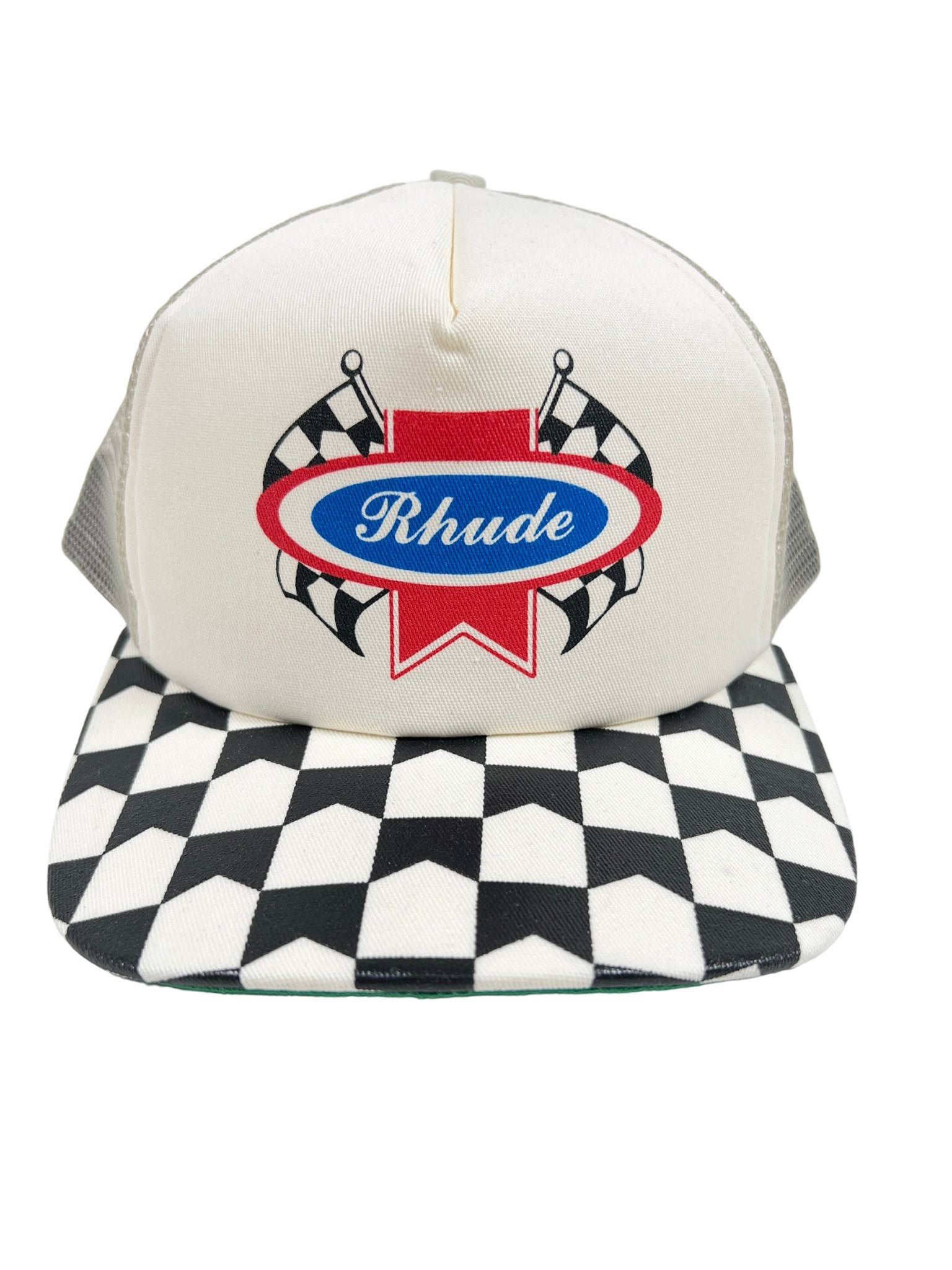 Rhude Chevron Rally Trucker Hat - Off White | Vintage Baseball Cap for Men & Women | Perfect for Streetwear, Casual Outfits & Outdoor Adventures