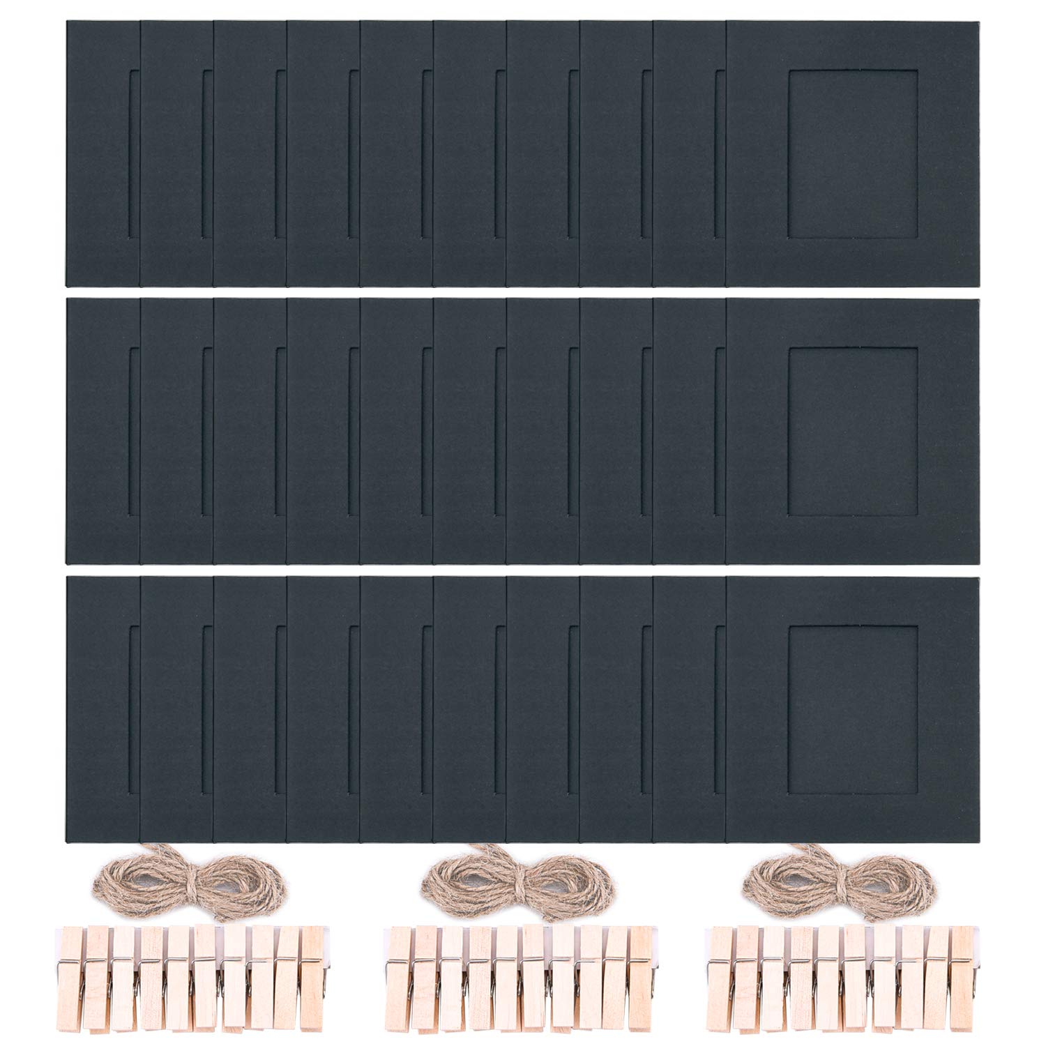 Fujifilm Instax Mini Photo Frame Set - 30 Piece Black Hanging Wall Decor for Instax Mini 11/9/8/70/90/26 Cameras & Mini Link Printer - Perfect for Bedroom, Living Room & Office Display