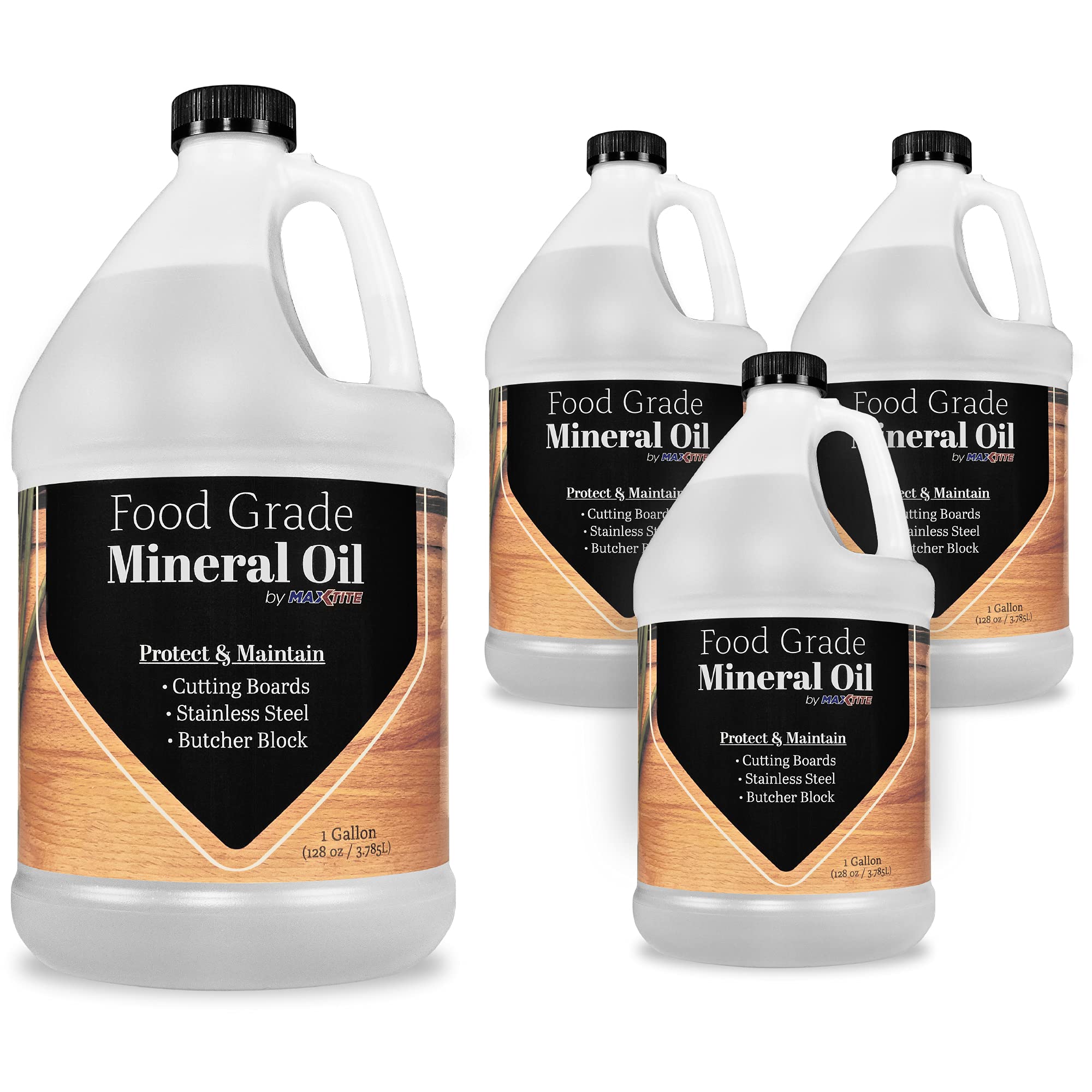 Ultrapure Food Grade Mineral Oil for Cutting Boards, Butcher Blocks & Wood Care - 4 Gallons | Made in USA | Conditions Wood, Stainless Steel, Knives & Tools | Ideal for Kitchen Maintenance & Wooden Utensil Protection