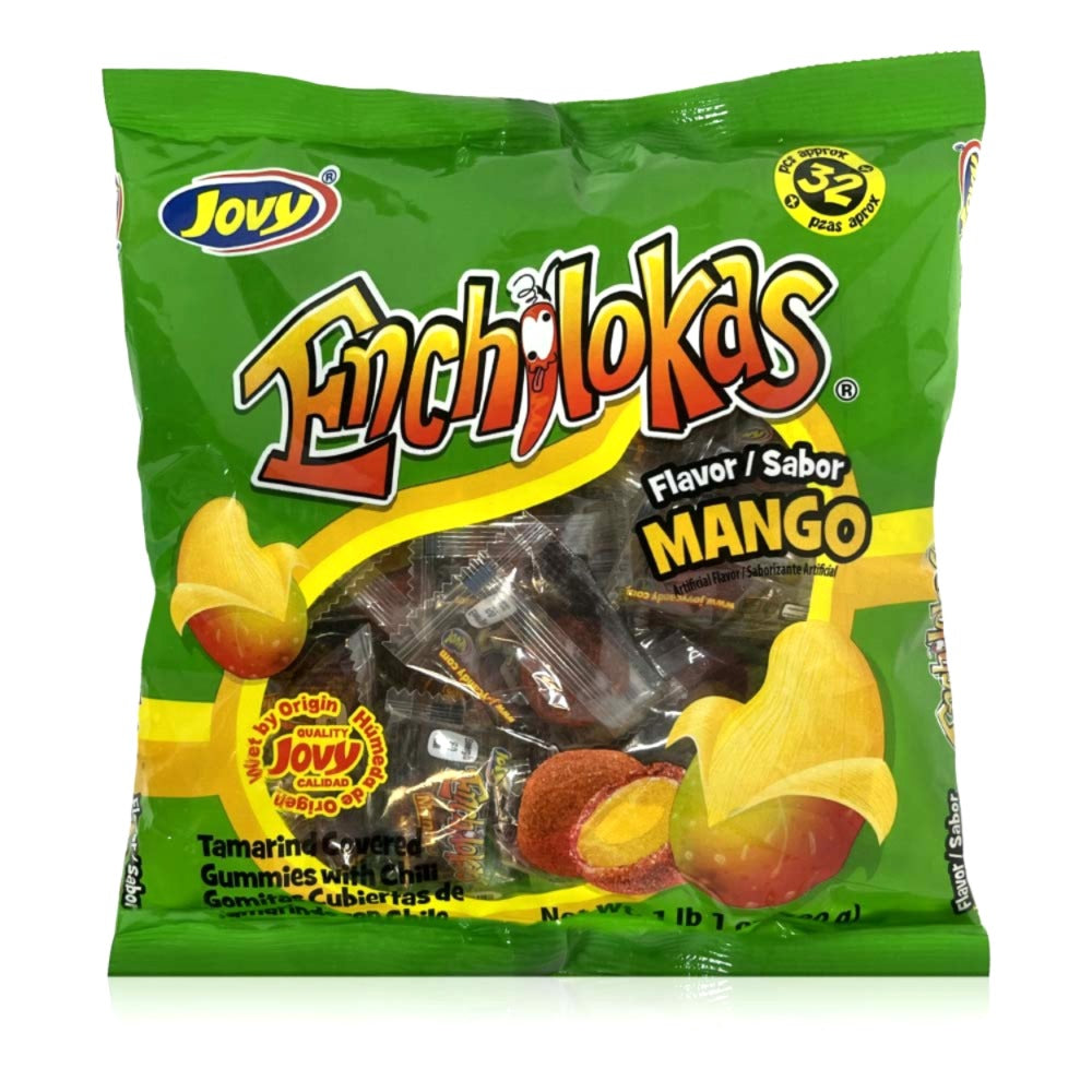 Jovy Enchilokas Mango Candy - 32 Count Bag | Sweet & Tangy Mexican Treat for Parties, Snacks & Gifting