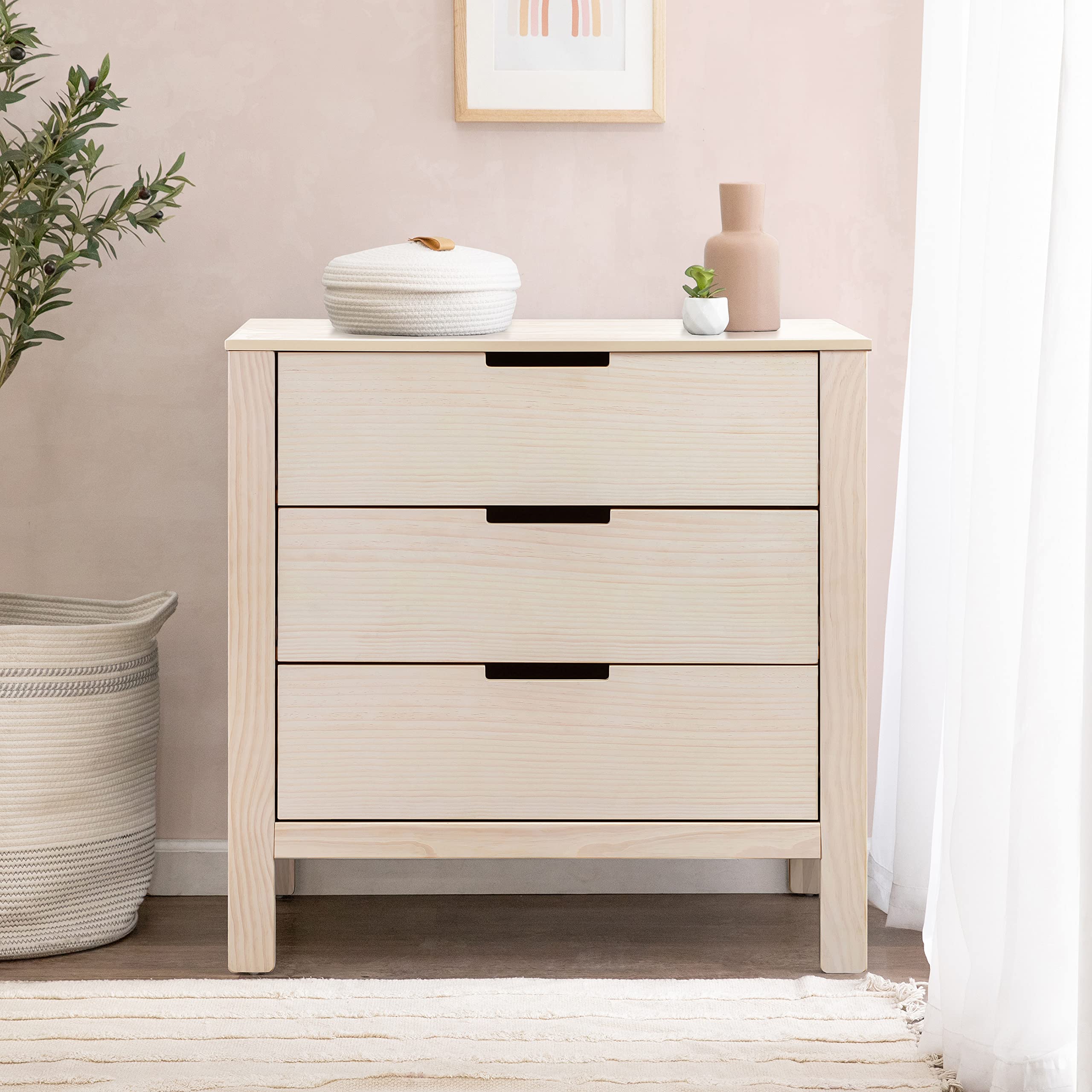 DaVinci Colby 3-Drawer Dresser in Washed Natural - Solid Wood Baby Dresser with Smooth Gliding Drawers (F11923NX) - Perfect for Nursery, Kids Room & Bedroom Storage