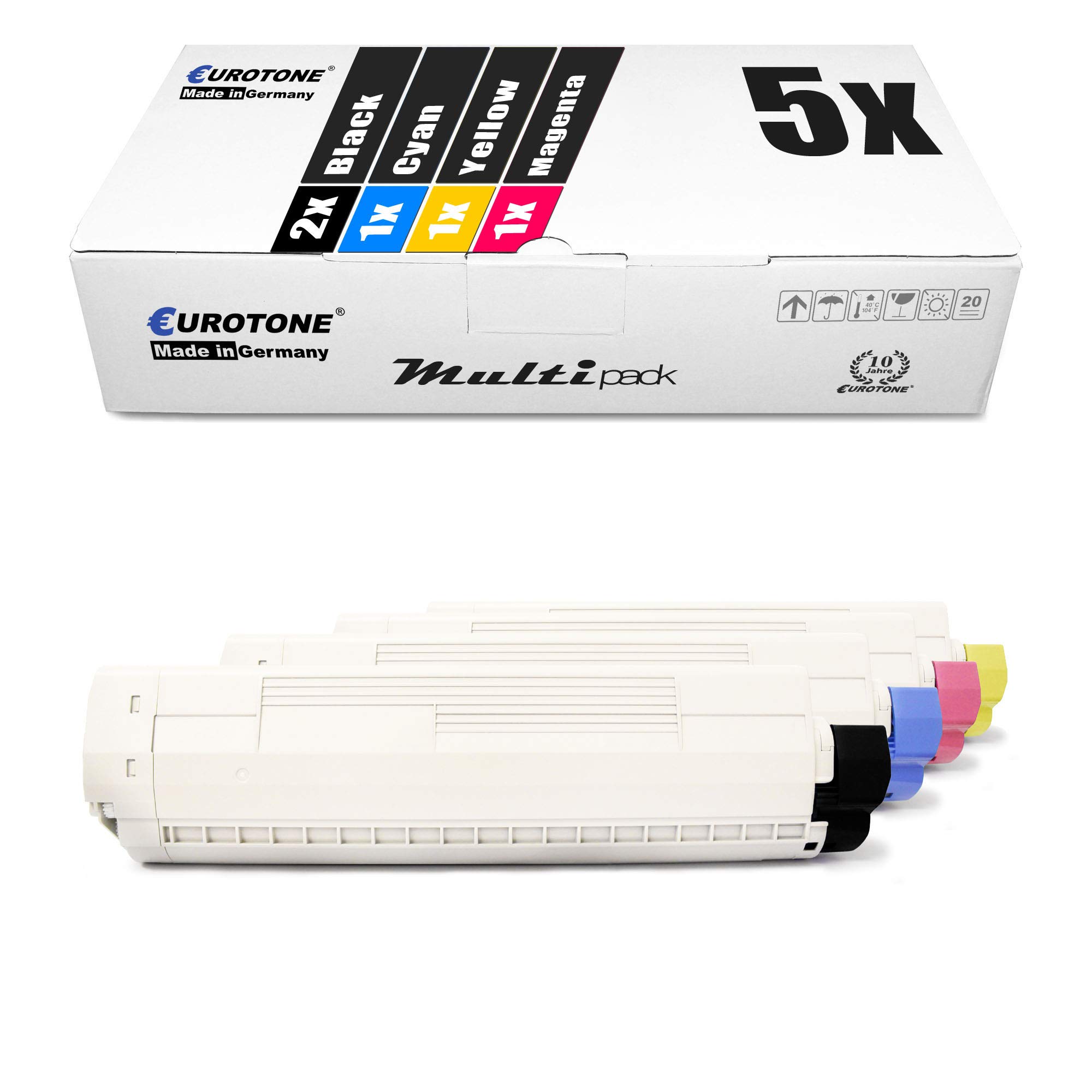 5-Pack Eurotone Toner Cartridge Replacement for Oki C841 C831CDTN C841DN C841CDTN C831DM C831 C831DN C841N C831N - Compatible with 44844505 & 44844508 - Perfect for Office Printing & High-Volume Documents