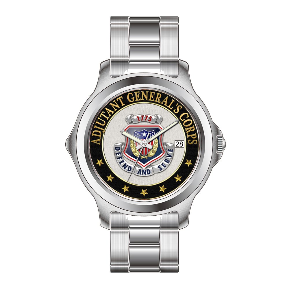 Fashion Women's Stainless Steel Bracelet Watch - Japanese Quartz Movement with Date Display - AG Corps Regimental Insignia 3D Design | Perfect Christmas Gift, Office Wear & Special Occasion Accessory