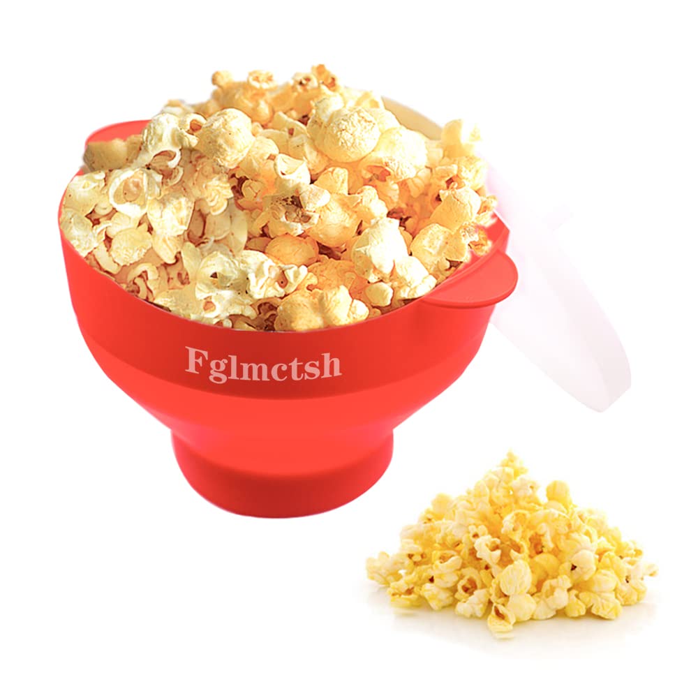 BPA-Free Silicone Microwave Popcorn Popper - Collapsible Hot Air Popcorn Maker Bowl (Red/Blue) | No Oil Needed | Perfect for Movie Nights, Snack Time & Healthy Eating