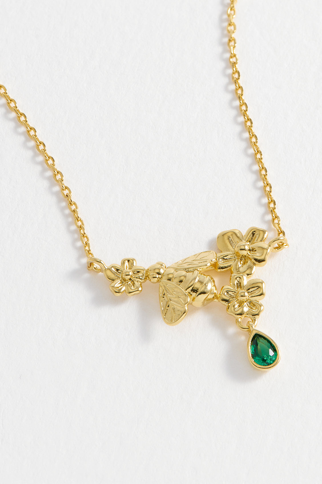 CZ Floral Bee Necklace - Elegant Gold Plated Pendant for Women | Perfect for Valentine's Day, Anniversary & Everyday Wear