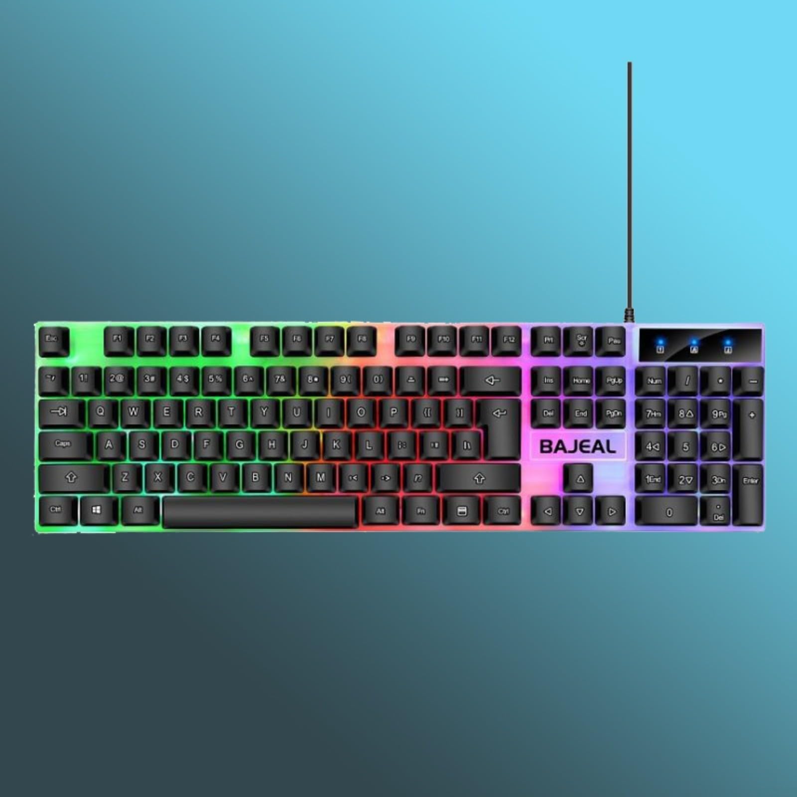 BlissfulAbode Wired Mechanical Gaming Keyboard with 7-Color RGB Backlighting - 104 Key Anti-Ghosting Keyboard for PC Gamers (Black) | Perfect for FPS, MMO & Esports Gaming