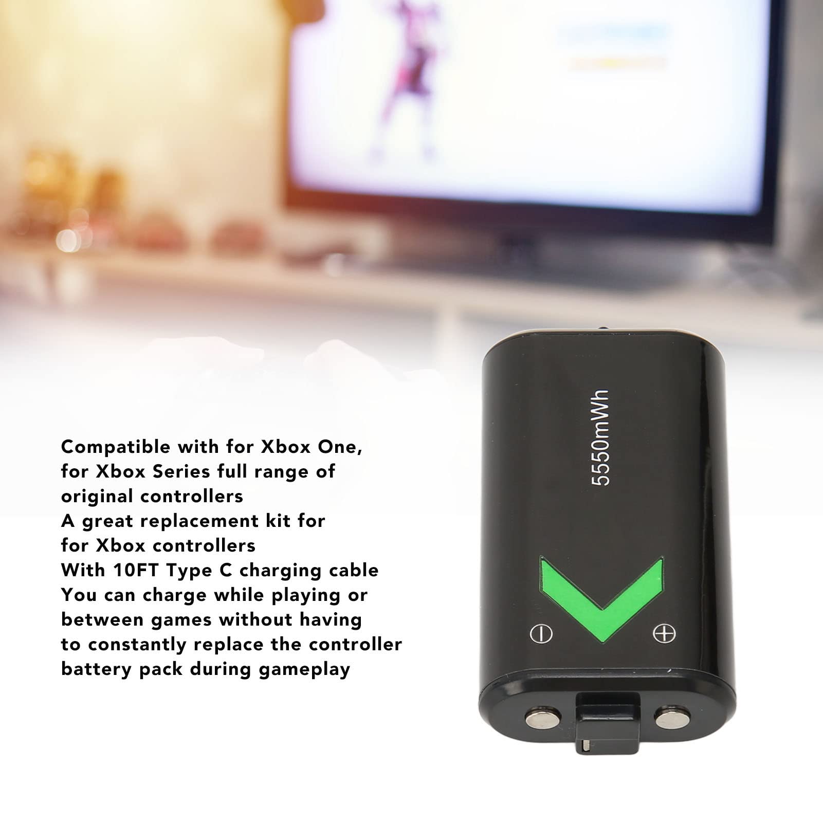 5550mAh Rechargeable Controller Battery with USB-C Cable - Replacement Battery for Xbox One & Series X/S Controllers - Long-Lasting Gaming Power for Marathon Sessions