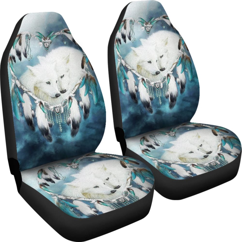 Premium Wolf Dreamcatcher Car Seat Covers for Cars, Trucks & SUVs - Stylish Protection with Native American Design - Perfect for Road Trips, Camping & Outdoor Adventures