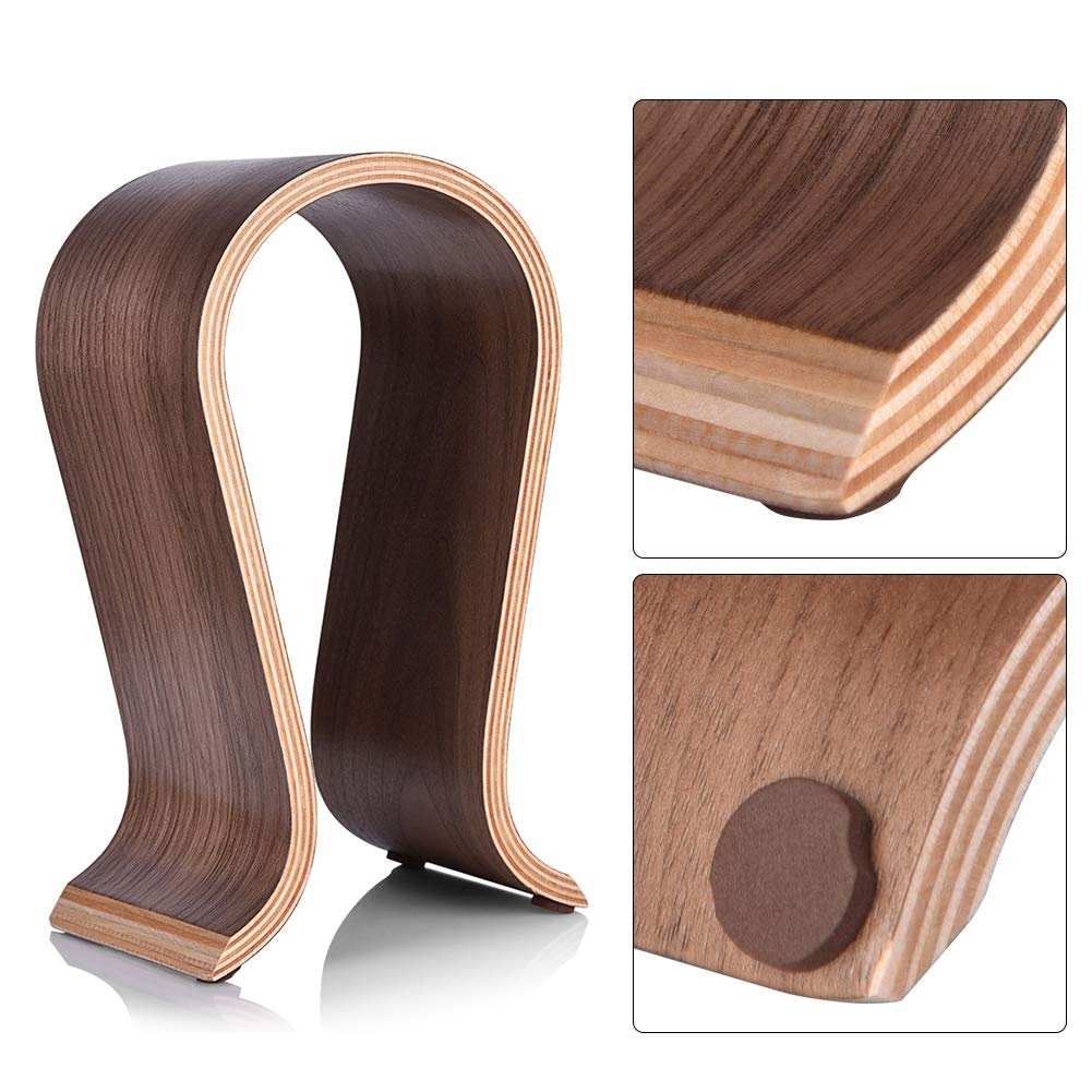 Wooden U-Shaped Headphone Stand Holder - Desk Display Shelf & Hanger for Gaming Headsets, Office, Studio (Perfect for Gamers, Professionals & Music Lovers)