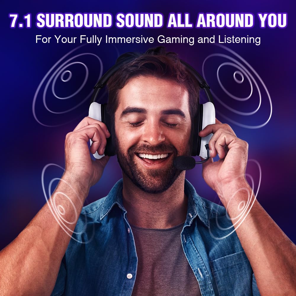 TA82 Wireless Gaming Headset for PS5, PS4, PC, Mac & Switch - 2.4GHz USB Noise-Cancelling Headphones with Mic, 7.1 Surround Sound (Black) - Perfect for Competitive Gaming, Streaming & Online Chat