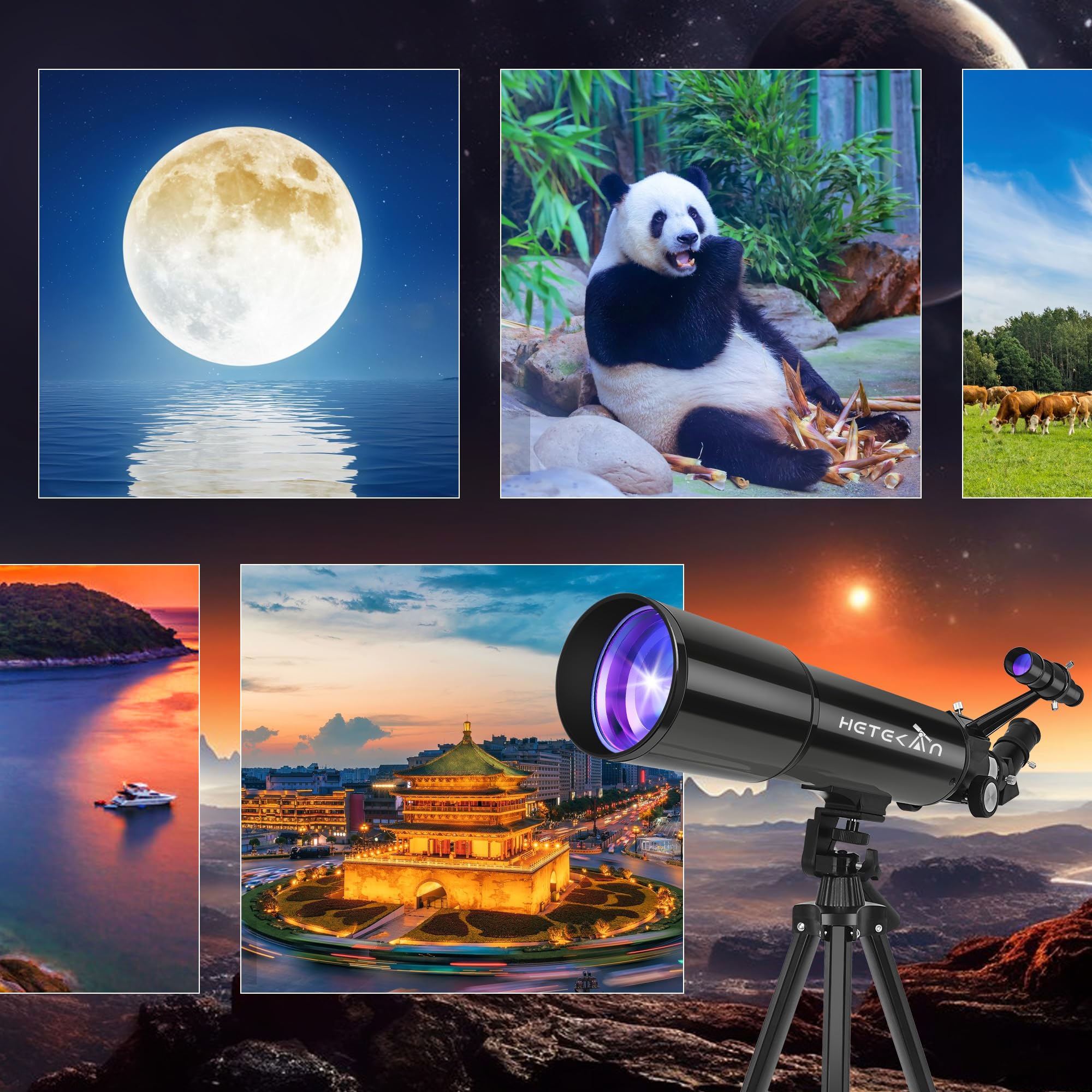 High-Powered 80mm Aperture Refractor Telescope for Adults & Beginners - 180X Magnification Astronomy Telescope with Phone Adapter & Carrying Bag - Perfect for Moon Observation, Stargazing, and Outdoor Adventures