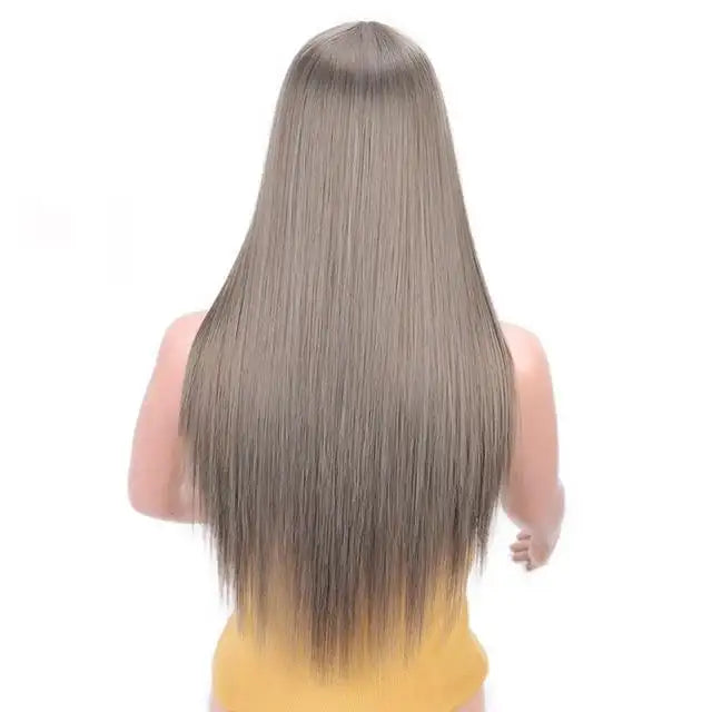 24 Inch Straight Ombre Heat Resistant Synthetic Wig for Cosplay, Halloween, Anime Costumes & Party Events - Natural Look & Comfortable Wear