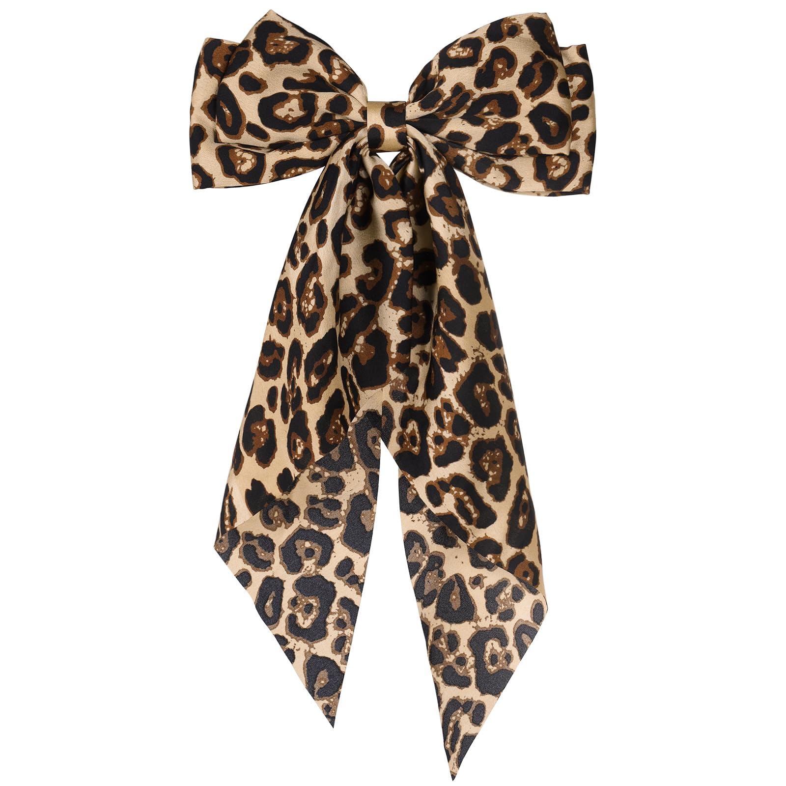 Large Leopard Hair Bow - Silky Satin Hair Clip for Women & Girls | Ponytail Accessories