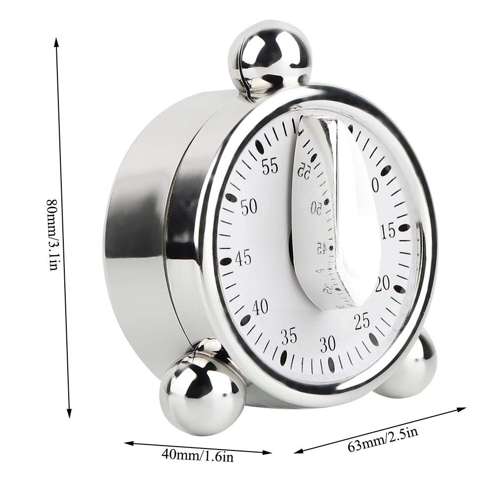 60 Minute Stainless Steel Kitchen Timer - Egg Shaped Mechanical Cooking Timer with Loud Rotating Alarm - Perfect for Baking, Cooking, and Classroom Activities