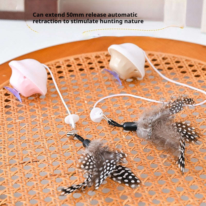 Interactive Feather Wand Cat Toy - Self-Play Kitten Toy with Funky Design - Premium Pet Supplies for Playtime & Exercise - Perfect for Indoor Cats & Playful Kittens