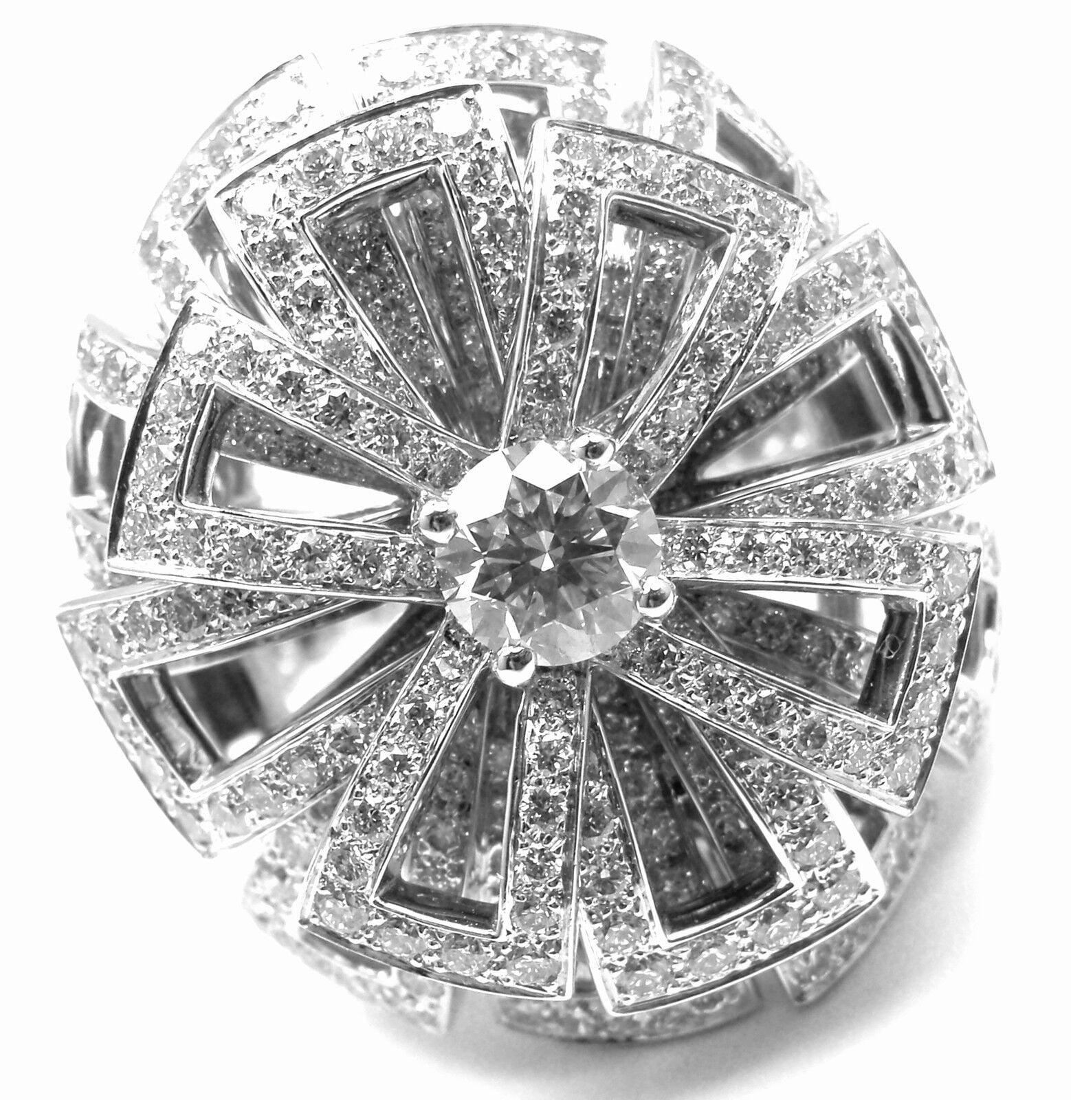 Authentic Chanel Flower 18k White Gold Diamond Ring for Women - Luxury Vintage Jewelry Gift for Anniversary, Valentine's Day & Special Occasions