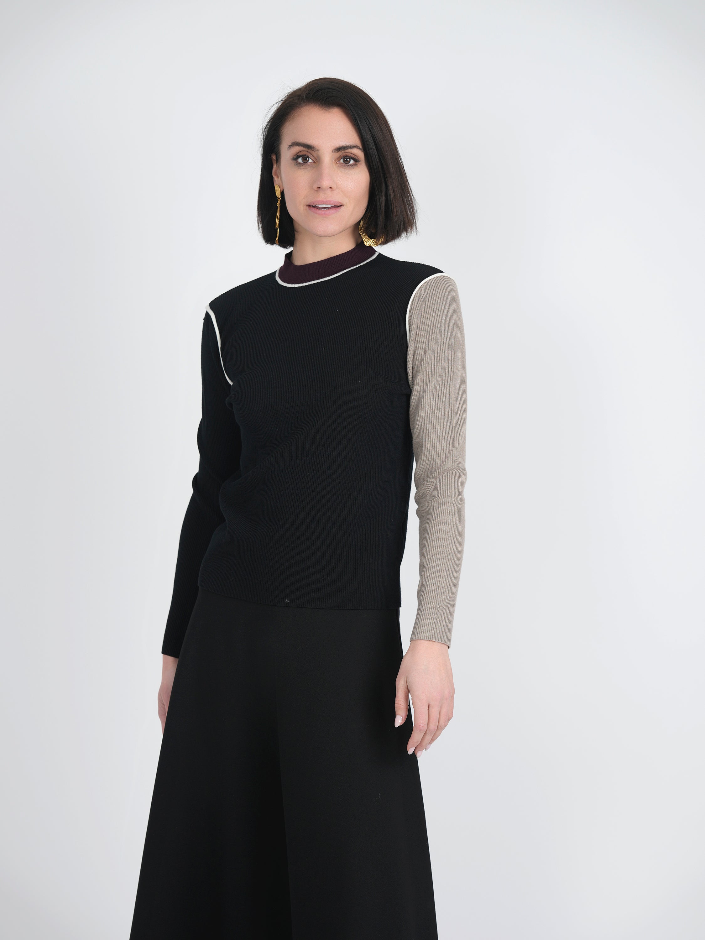 Color Block Mock Neck Sweater for Women - Stylish & Comfortable Knit Pullover for Fall & Winter Fashion | Perfect for Casual Outfits, Office Wear & Holiday Parties