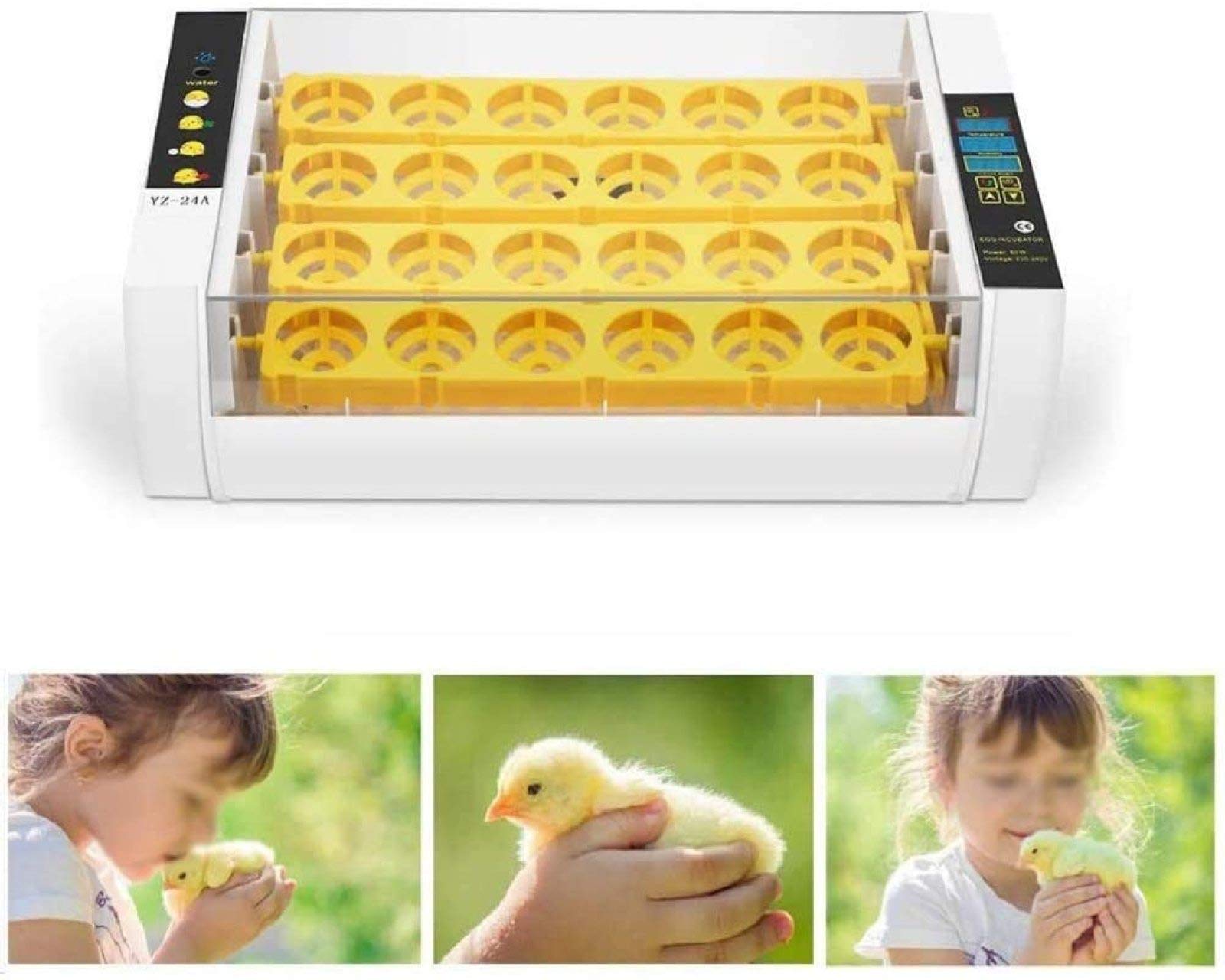 LYRONG 24 Egg Fully Automatic Poultry Hatcher Machine - Digital Temperature & Humidity Control with Auto Egg Turning - Ideal for Chicken, Pheasant, Quail, and Pigeon Eggs - Perfect for Home Farming, Hatching Projects & Small Poultry Businesses