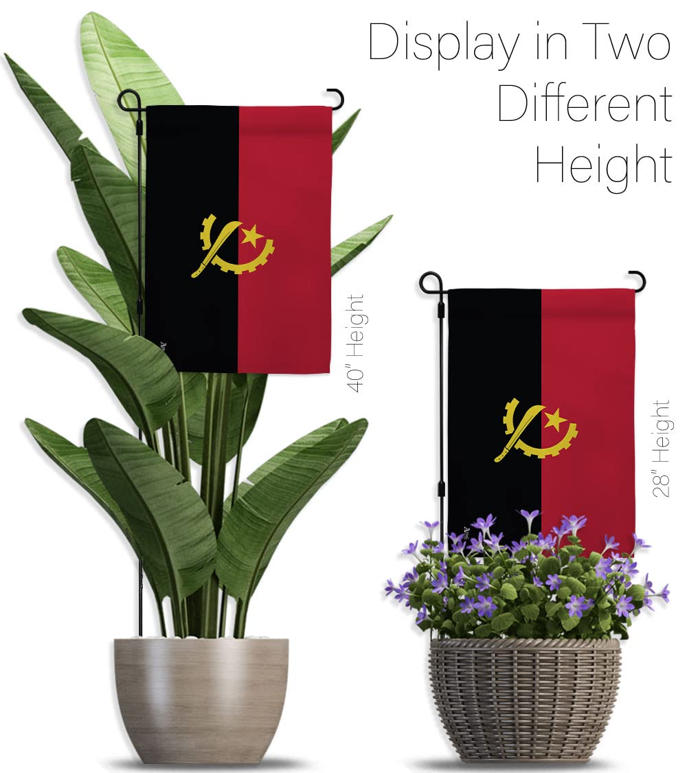Americana Home & Garden Angola Double-Sided Garden Flag Set with Stand - Patriotic Yard Decoration, House Banner for Country & Regional Pride - Perfect for Outdoor Decor, Front Porch Display & International Theme Gifts - Made in USA