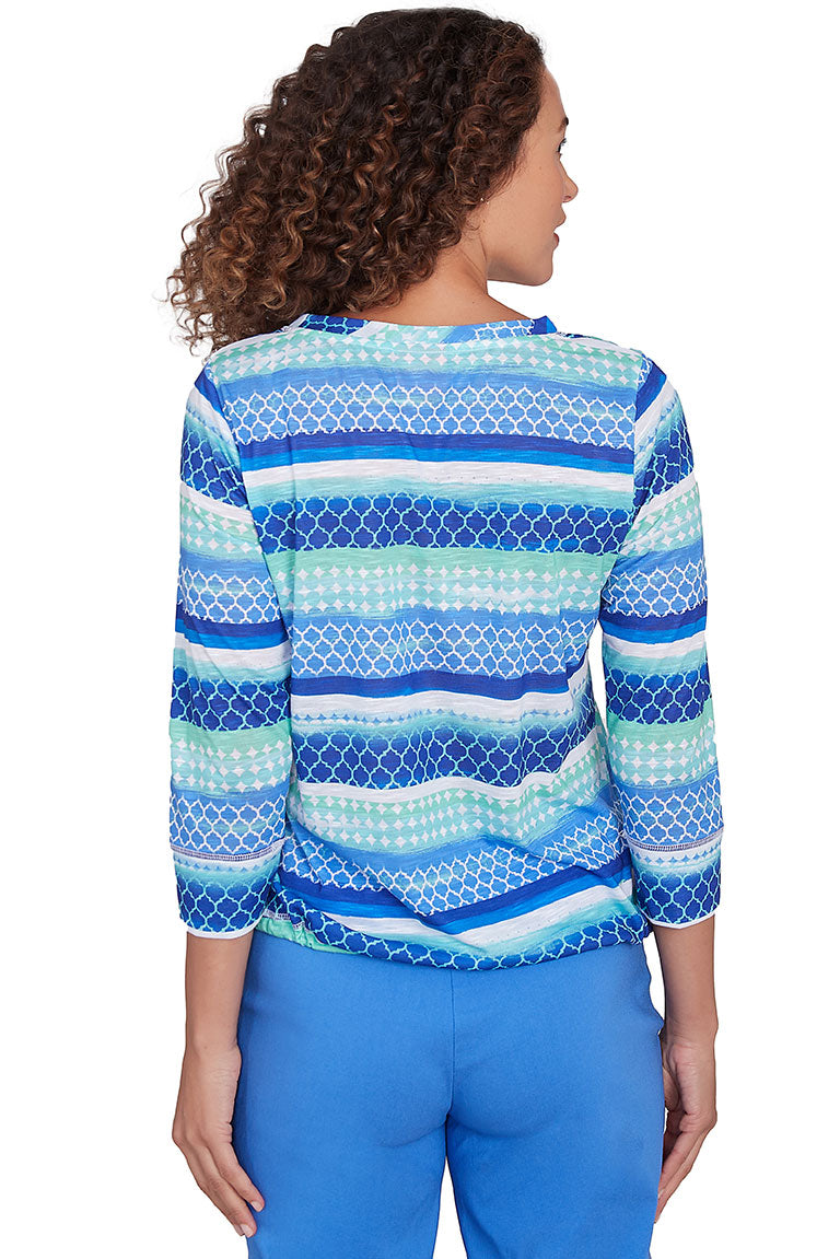 Petite Blue Blouson Top for Women - Elegant & Comfortable Casual Wear for Office, Date Night & Everyday Outfits