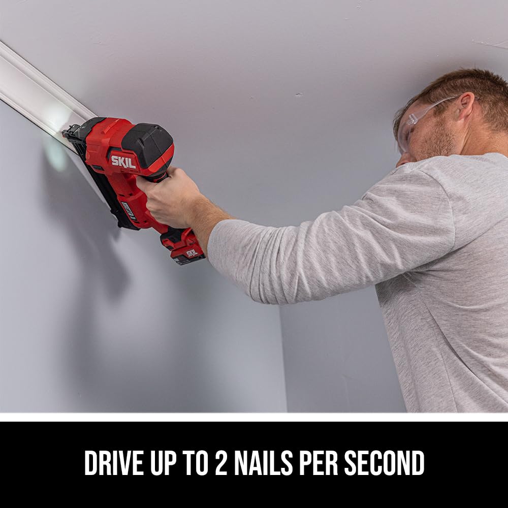 SKIL PWR CORE 20 Brushless 20V 18 Gauge Brad Nailer Kit with 2.0Ah USB-C Battery & Charger - Cordless Nail Gun for Woodworking, Carpentry, and DIY Home Projects - NA1800B-10