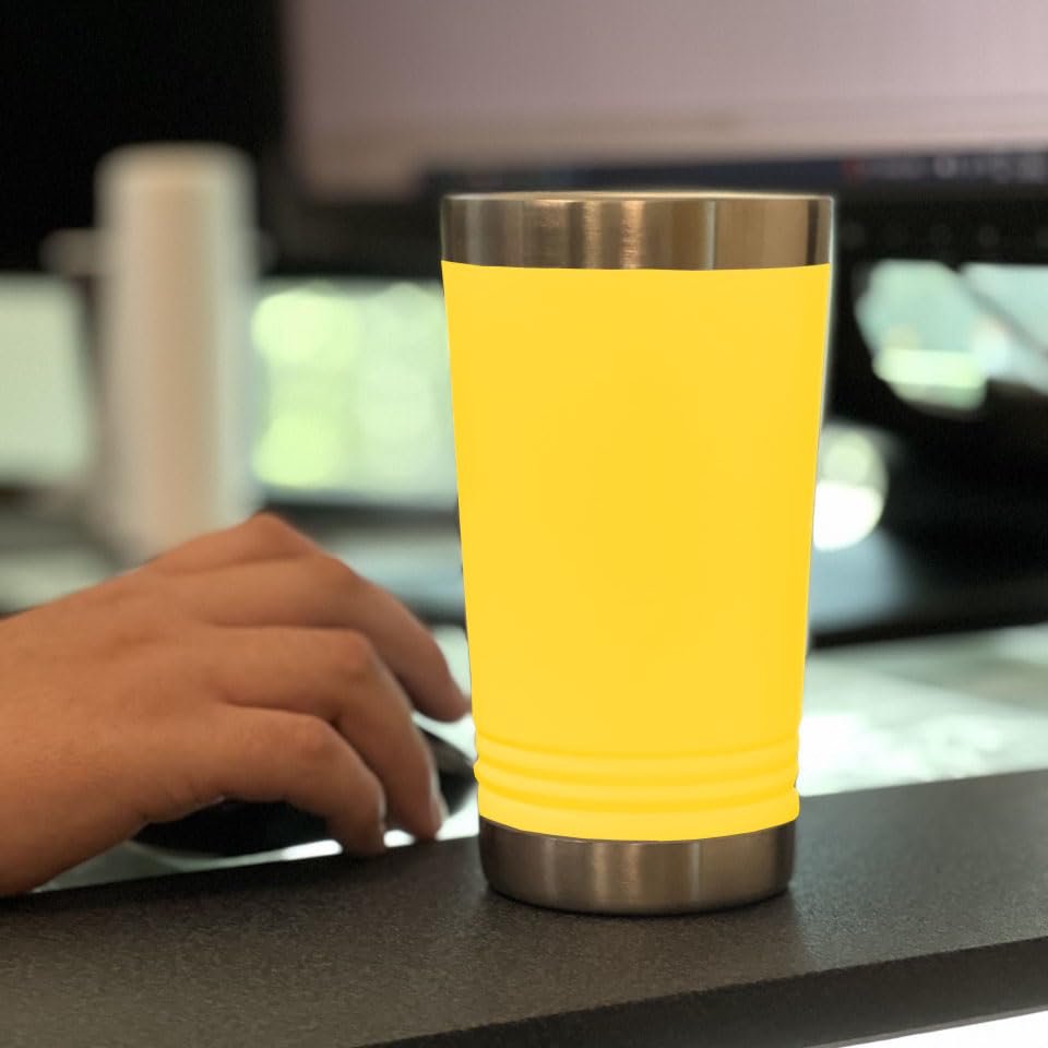 LaserGram 16oz Vacuum Insulated Stainless Steel Tumbler with Personalized Engraving - EMT Emergency Medical Technician Gift - Yellow - Perfect for Coffee, Tea & Cold Drinks at Work or Outdoor Adventures
