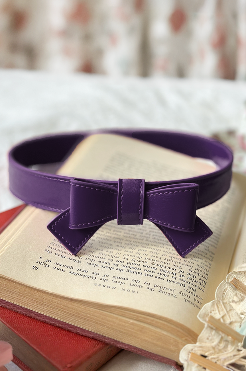Pretty Kitty Follies Bow Belt - Elegant Purple Cat Collar with Adjustable Ribbon for Fashionable Pets | Perfect for Special Occasions, Photo Shoots & Everyday Wear