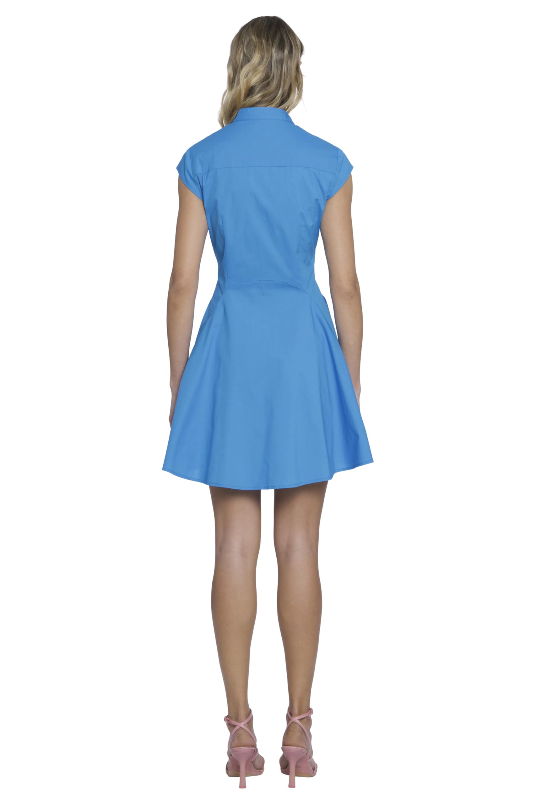 Donna Morgan Women's High Neck Fit & Flare Shirtdress - Summer Floral Casual Dress for Work, Date Night & Outdoor Events
