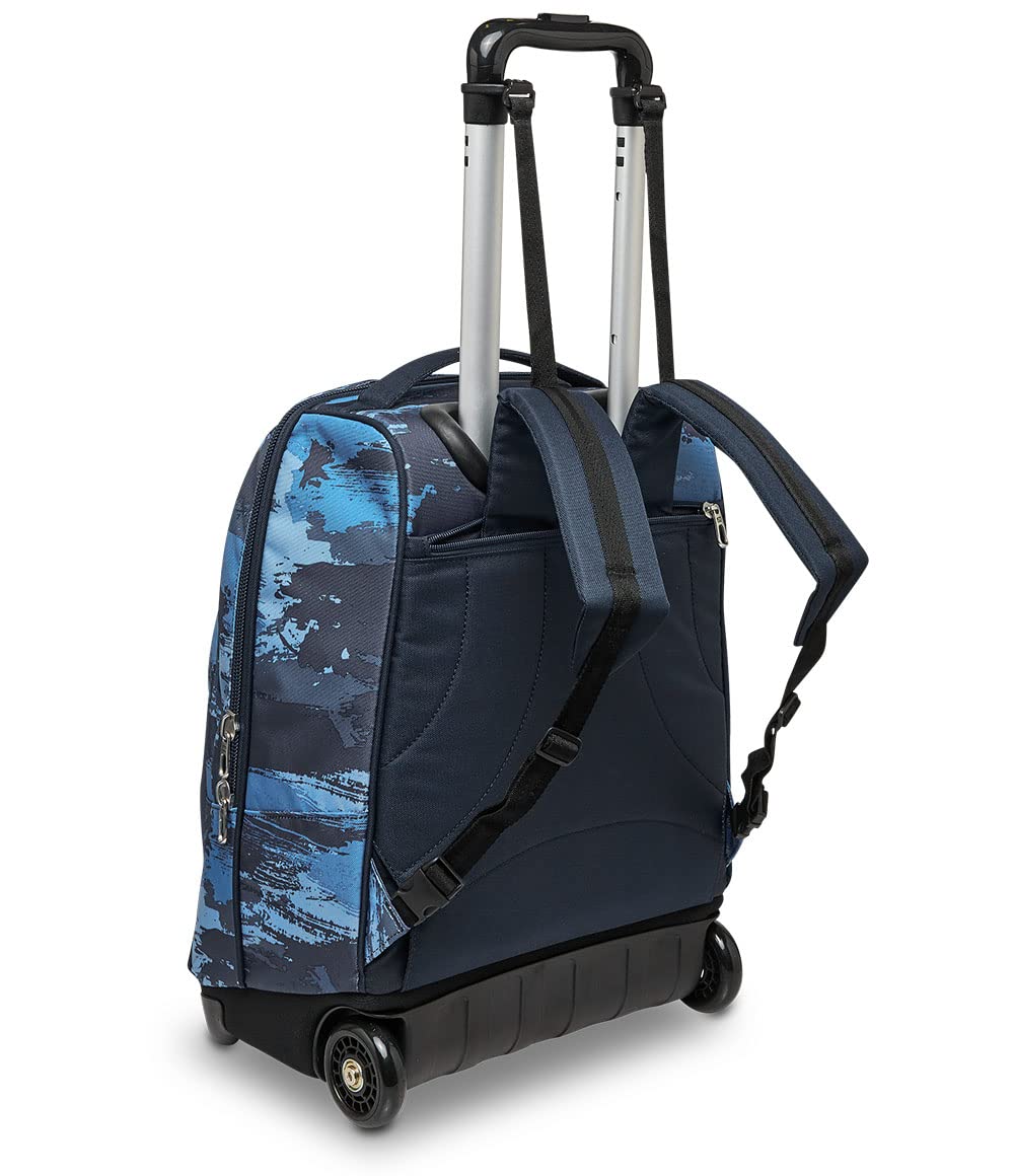 2-in-1 Blue Trolley Backpack with Sunglasses for School & Travel