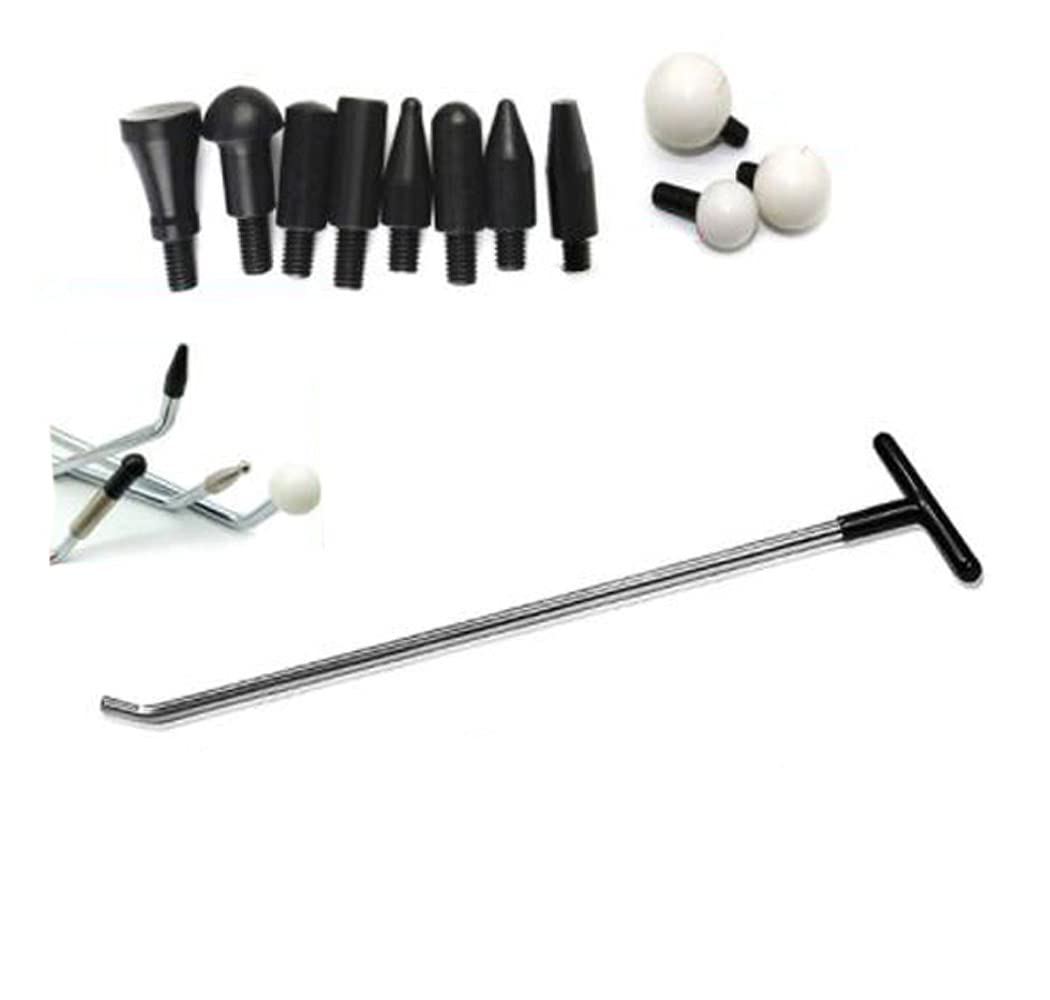 DMJ PDR - Professional 8-Piece Paintless Dent Removal Kit with Rods, Hook Tools & Push Rod Tap Heads (12) - Auto Body Repair Tools for Car Dent Fixing at Home or Shop
