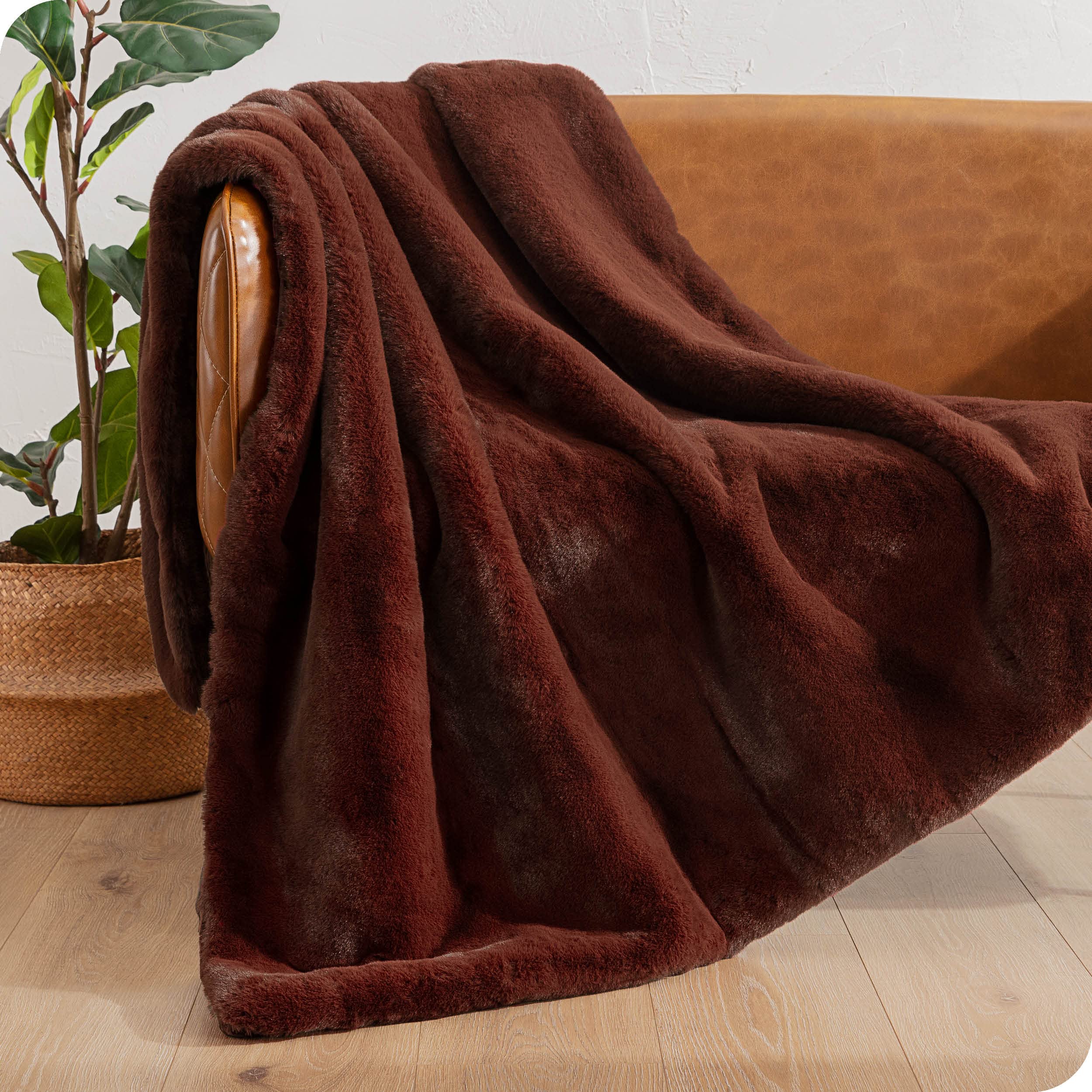 Bare Home Faux Fur Blanket - Ultra Soft & Luxurious Cozy Warm Throw Blanket for Couch, Sofa, Bed - Fluffy Super Soft Decorative Bedding - 60x80 Inches Oversized - Black Cherry - Perfect for Winter Nights & Home Decor