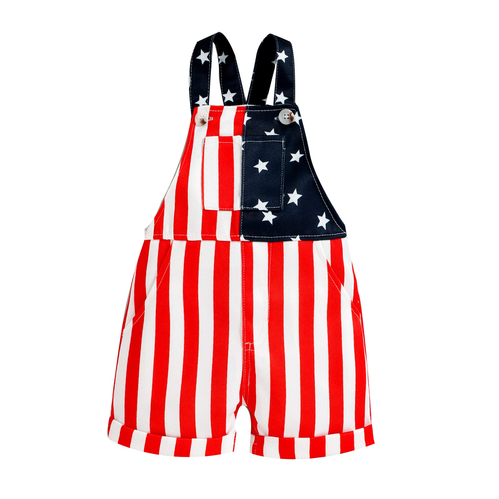 American Flag Overalls for Baby Boys & Girls - Patriotic 4th of July Outfit, Toddler Bib Overalls with Suspenders & Pockets | Perfect for Independence Day, Memorial Day & Summer Festivals