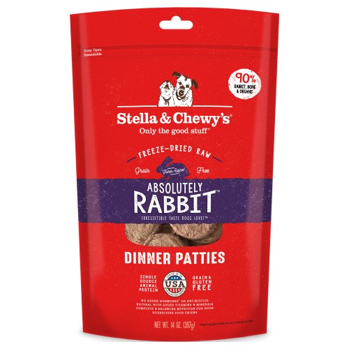 Stella & Chewy's Freeze Dried Dog Food - Absolutely Rabbit Dinner Patties for Small & Large Breeds | High Protein Raw Meal for Puppies & Adult Dogs | Perfect for Travel, Camping & Training Treats