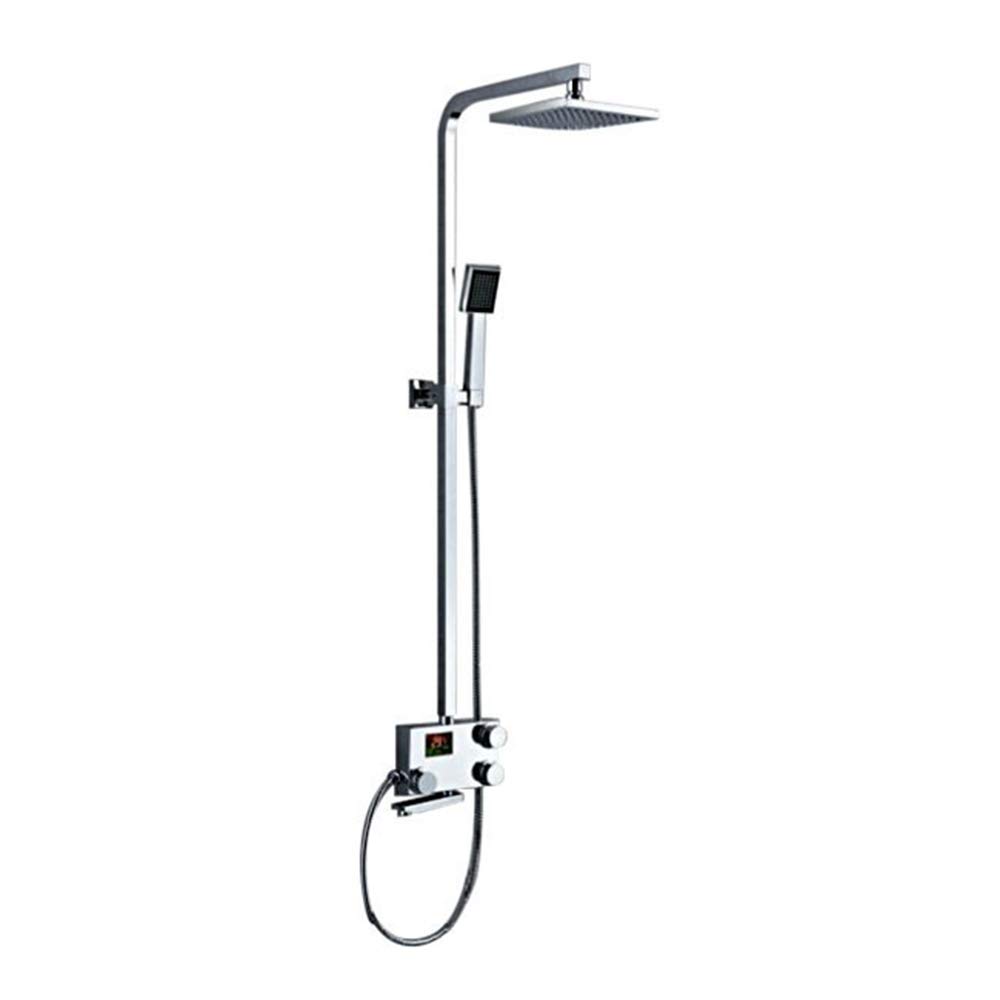 Luxury Digital Display Shower Head Set with Handheld Shower Mixer - High Pressure Rainfall Shower Head - Chrome Plated Brass Body (12 Inch) - 5 Year Warranty | Perfect for Spa-Like Bathroom Experience & Water Saving in Modern Homes