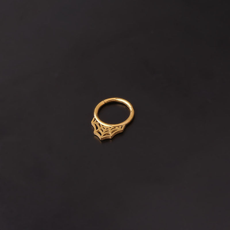16G Spider Web Septum Ring - Indian Nose Ring for Women & Men | HSPJ693 | Gothic Jewelry for Body Piercing & Festival Fashion