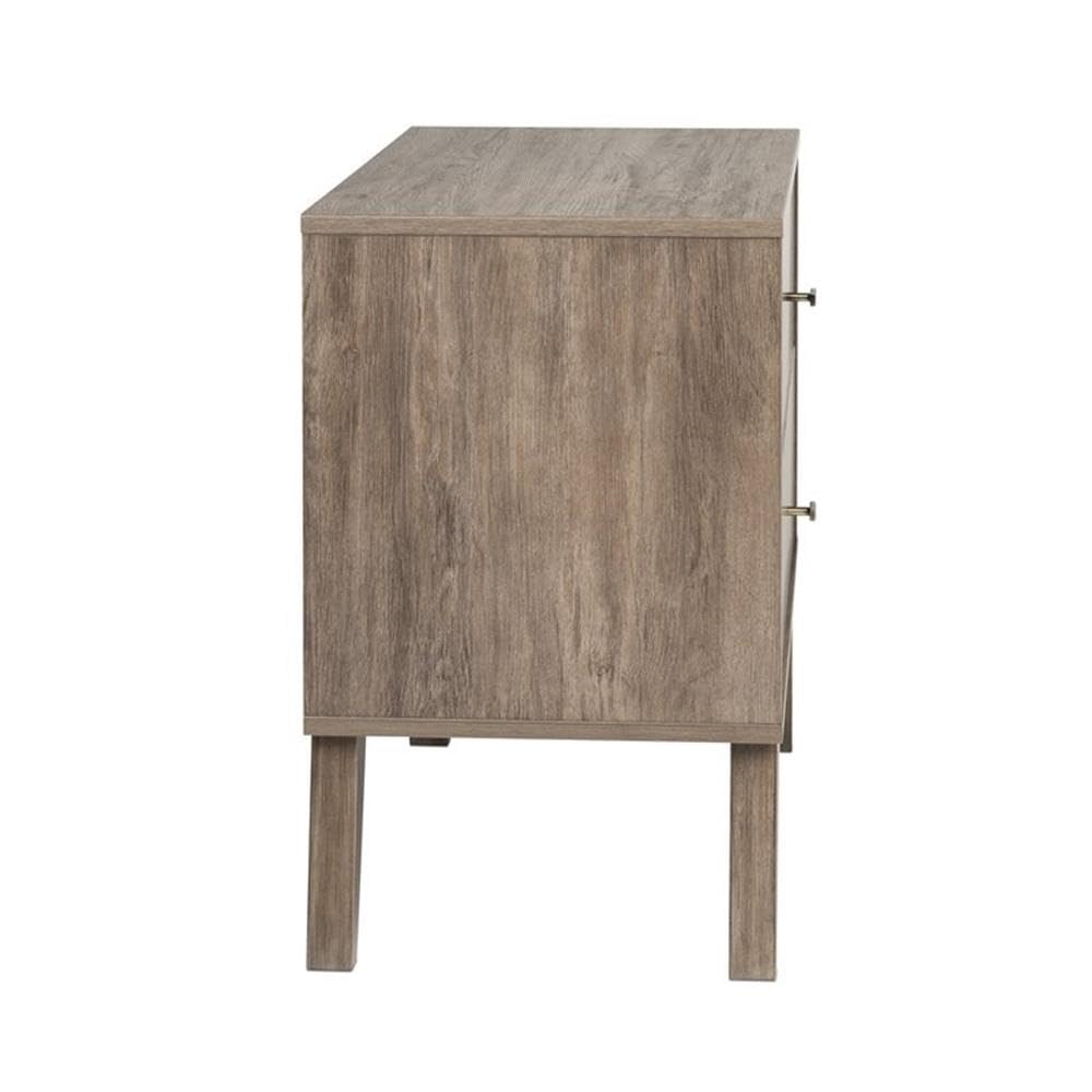 Allora Mid Century Modern 2 Drawer Wooden Nightstand - Drifted Gray Finish Bedside Table for Bedroom, Living Room & Office Storage | Compact Night Stand with Drawers for Home Decor
