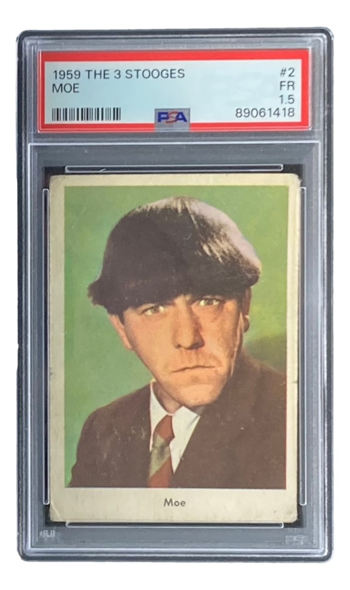 Vintage 1959 Fleer #2 Three Stooges Moe Howard Trading Card PSA FR1.5 - Rare Collectible for Comic Fans & Memorabilia Display