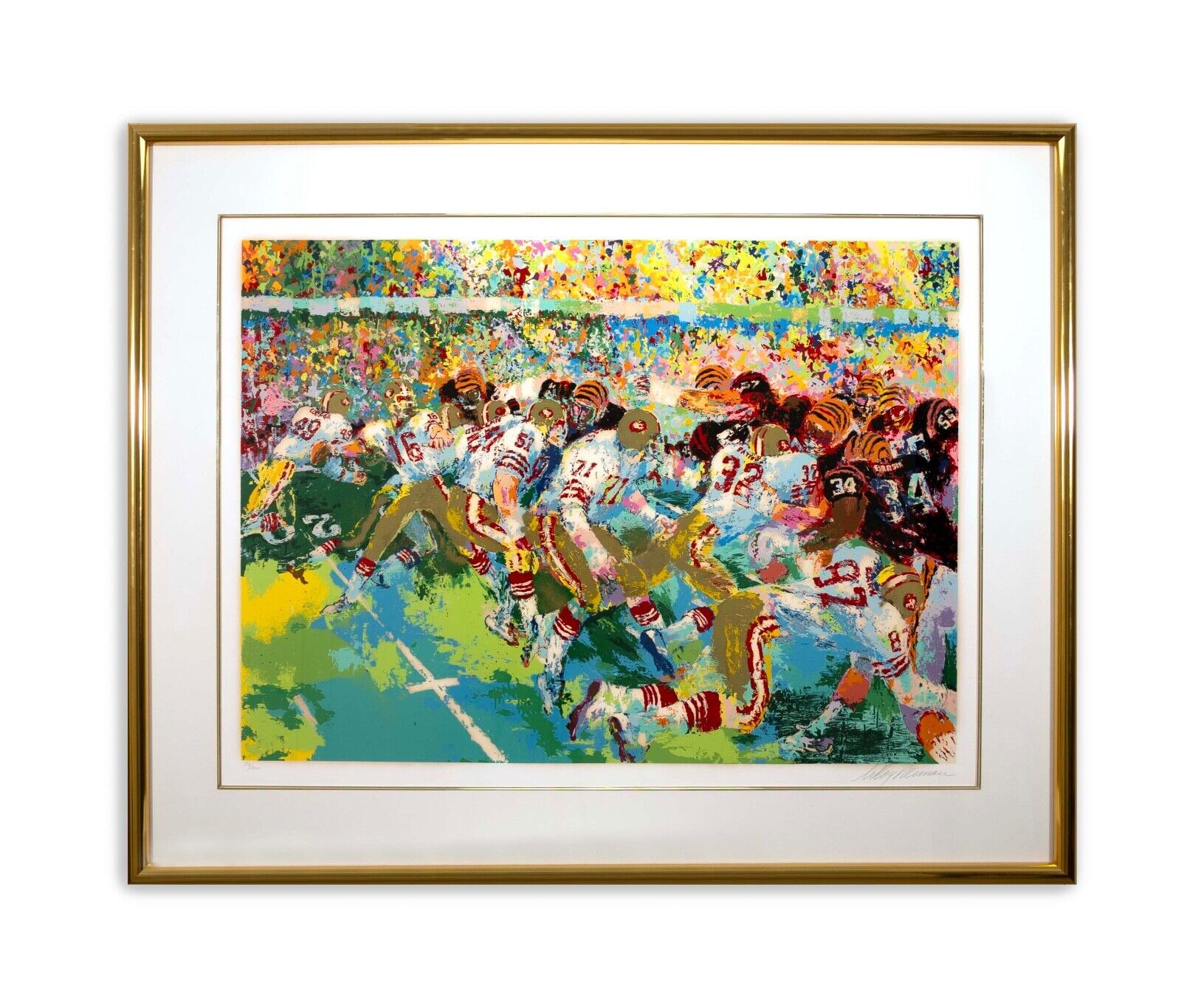 Leroy Neiman Silverdome Super Bowl Signed Limited Edition Silkscreen Print 33/300 - Framed Artwork 1982 - Perfect for Sports Memorabilia Collectors & Man Cave Decor