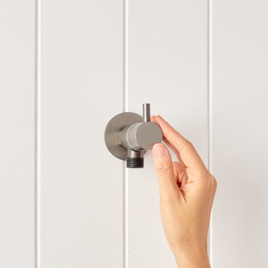 1/4 Turn Angle Valve in Gunmetal Finish - Durable Brass Water Shut Off Valve for Plumbing, Bathroom, Kitchen & Outdoor Use