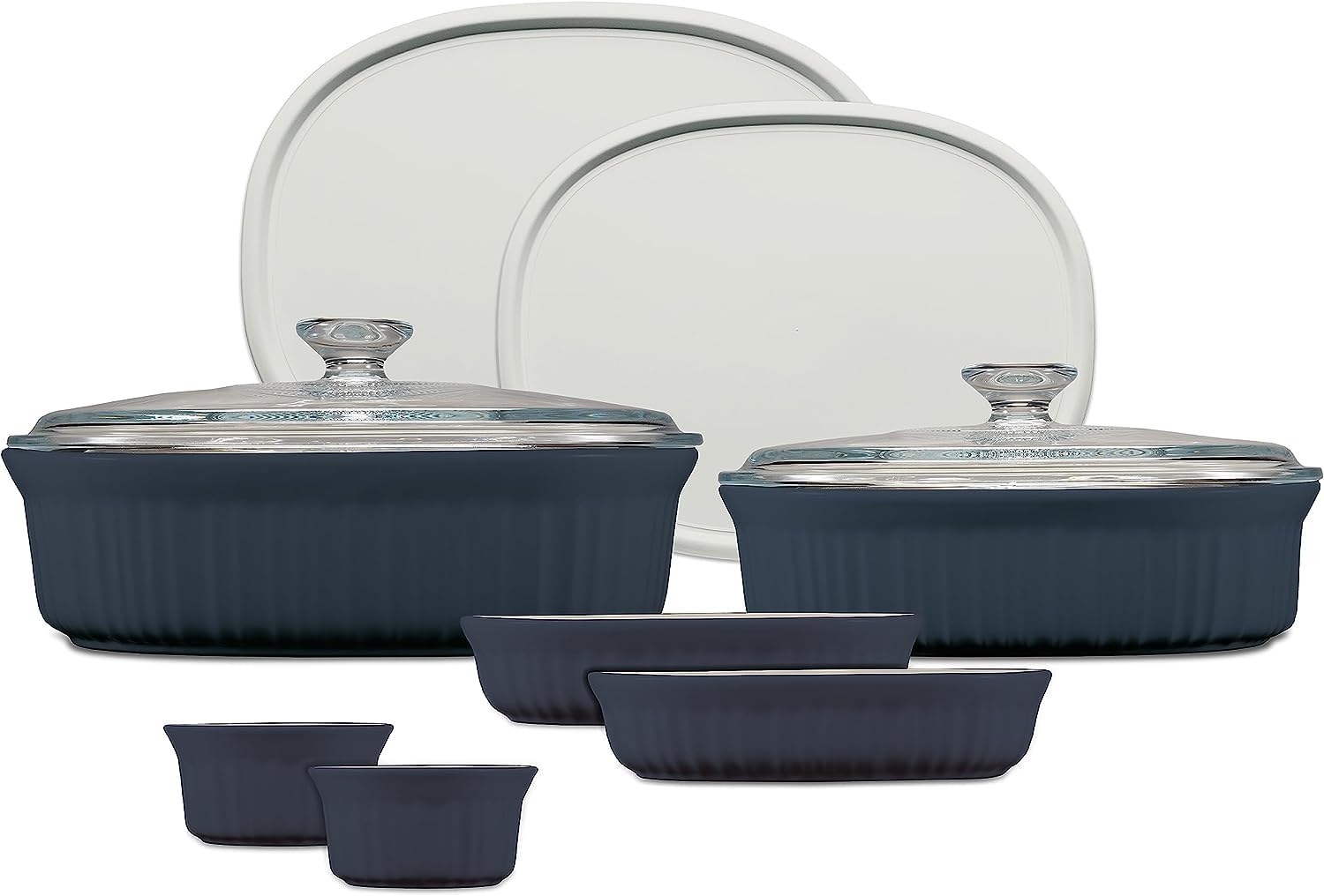 CorningWare 10-Piece Ceramic Bakeware Set with Lids - Chip & Crack Resistant Stoneware Baking Dishes - Oven, Microwave, Dishwasher, Freezer & Fridge Safe - French Navy - Perfect for Casseroles, Lasagna, Meal Prep & Holiday Cooking