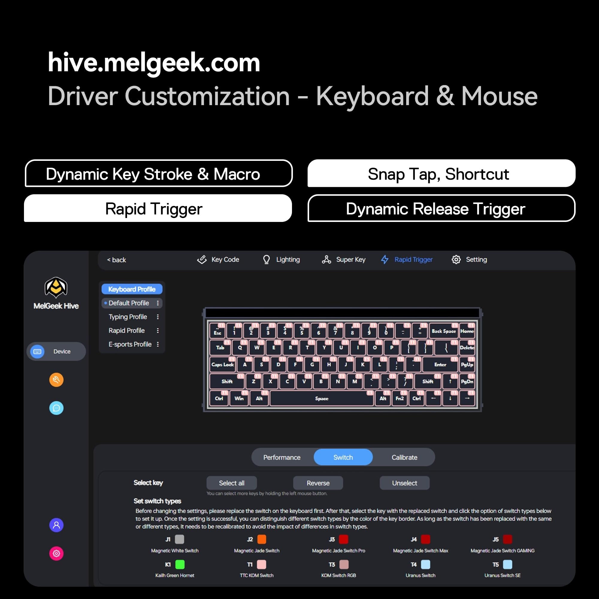 MelGeek MADE68 Gaming Keyboard - Hall Effect Magnetic Switches, RGB, Hot-Swappable for PC Gaming & Typing