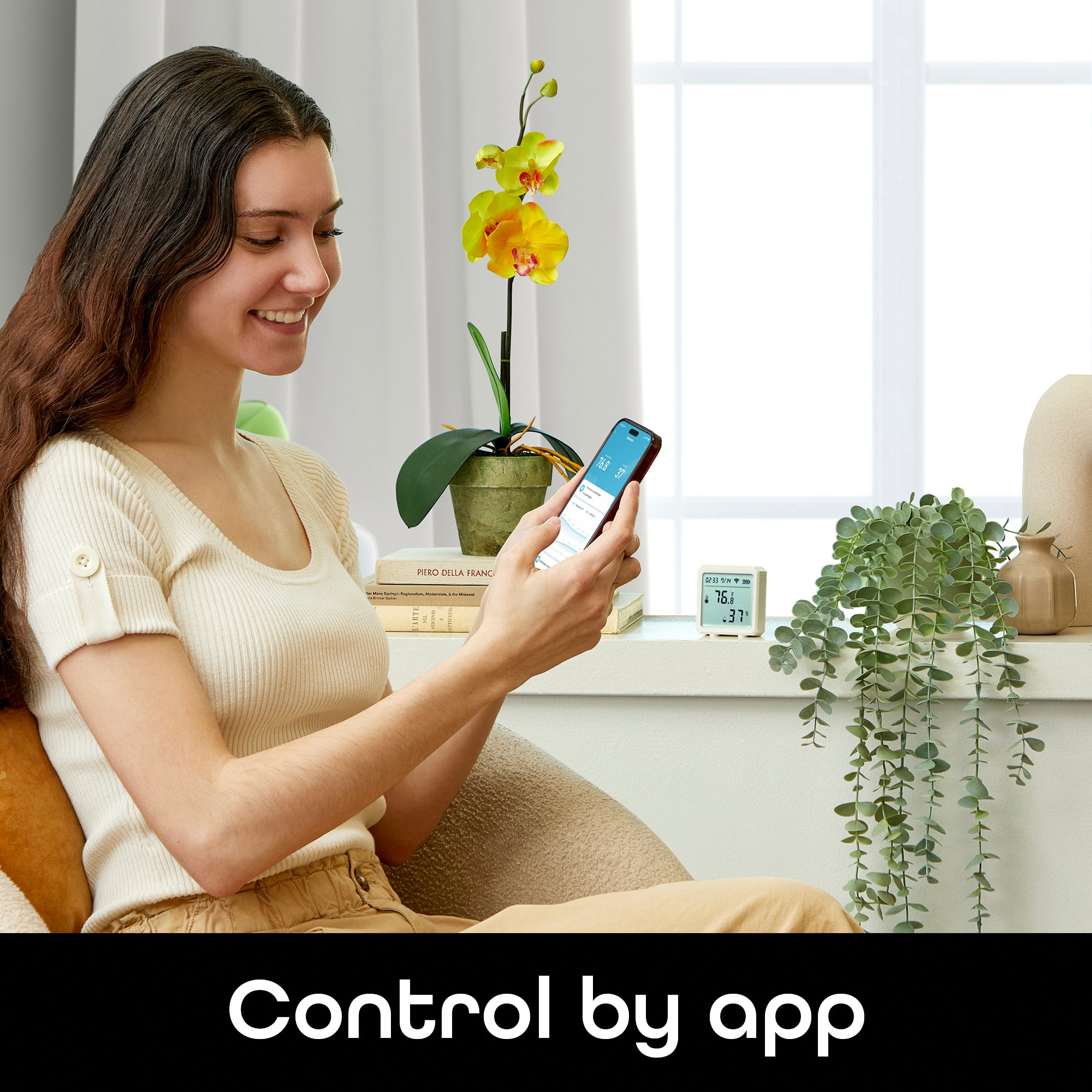 Geeni Smart Temperature and Humidity Sensor (2 Pack) - Wireless Indoor Hygrometer Thermometer for Home, Baby Room, Greenhouse & Office - Real-Time Monitoring via App