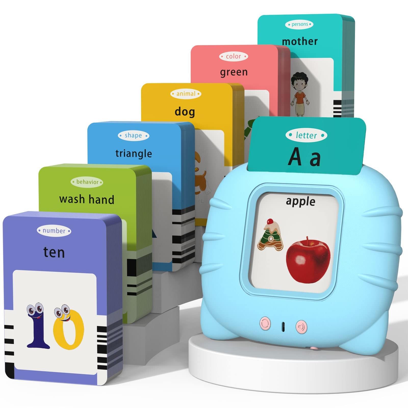 Interactive Talking Flash Cards for Toddlers - Speech Therapy & Autism Learning Toys with ABC, 123, Sight Words & 3 Songs | Educational Gift for Kids (510-Blue) | Perfect for Home, Classroom & Travel Learning Activities