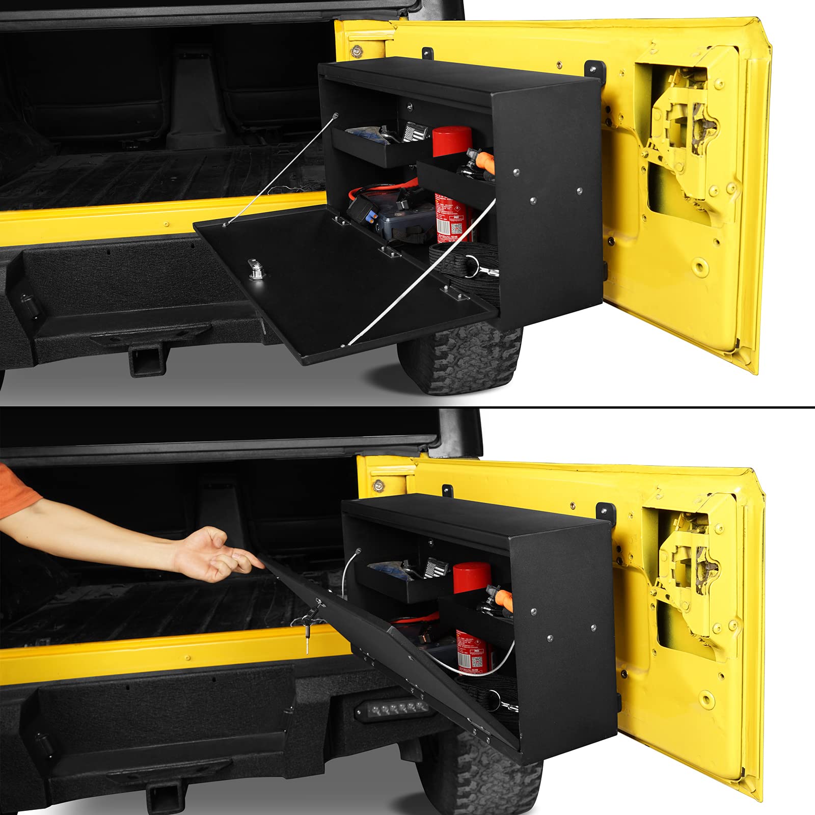 Hooke Road Wrangler Tailgate Table Storage Lock Box for Jeep Wrangler TJ 1997-2006 | Heavy Duty Organizer for Camping Gear & Off-Road Accessories | Perfect for Outdoor Adventures & Jeep Enthusiasts