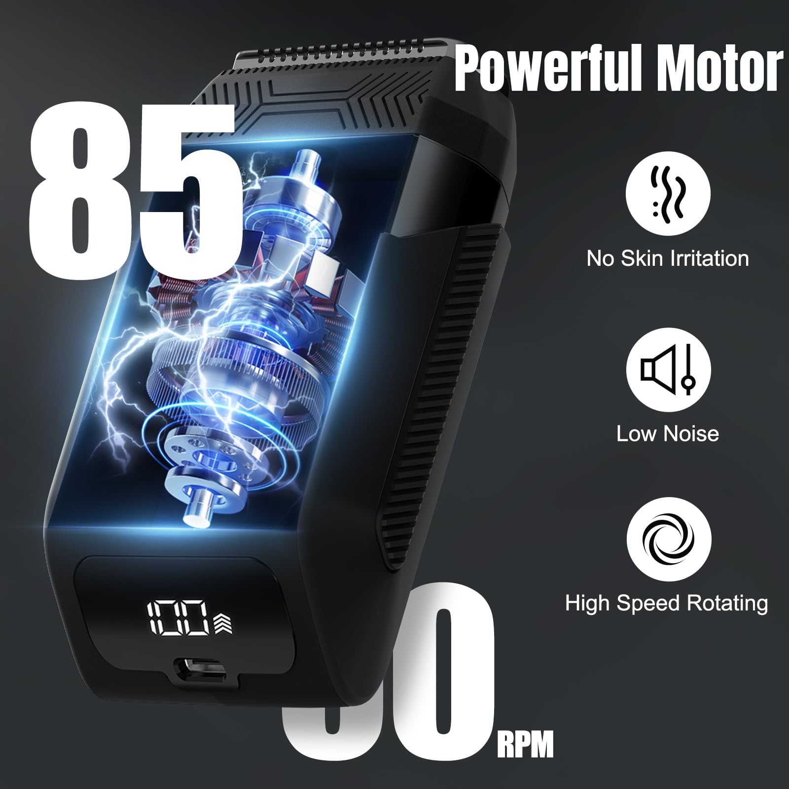 Suttik Men's Electric Razor - Foil Shaver for Smooth Shaving, Compact & Portable Travel Shaver, Waterproof Electric Face Shaver for Home & Travel Use - Black