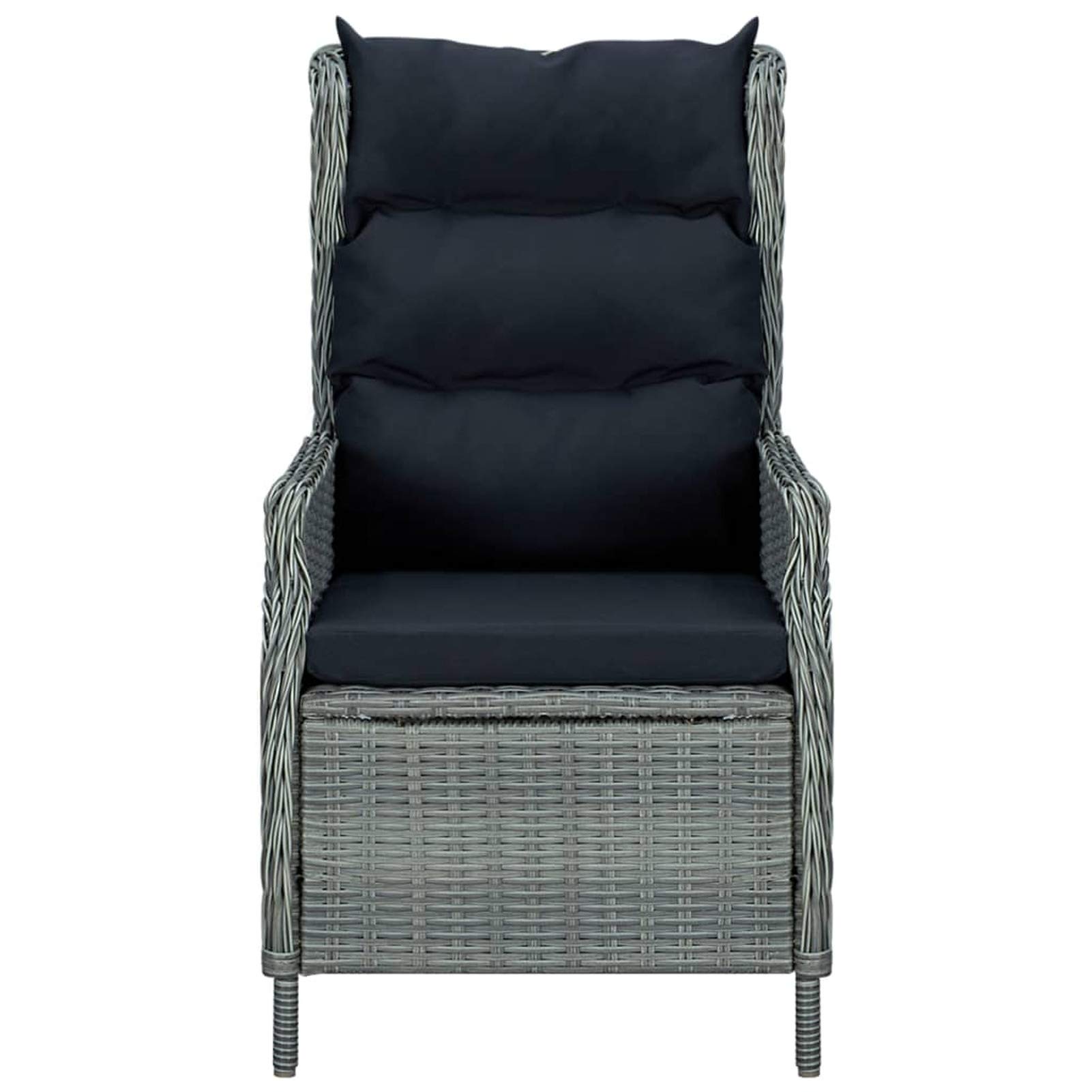 Stackable Reclining Outdoor Patio Chairs with Cushions - Light Gray Poly Rattan Furniture Set for Garden, Poolside & Backyard Relaxation