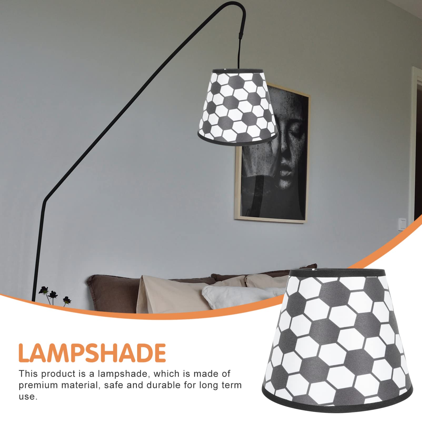 Beaupretty Barrel Lampshade Fabric Lamp Shade - Soccer Ball Pattern Hanging Light Cover for Table Lamp & Ceiling Light Decor | Perfect for Living Room, Bedroom, and Nursery Lighting
