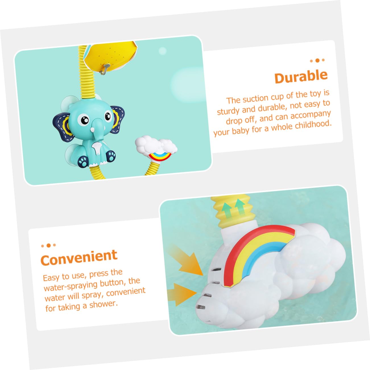 VICASKY 3-Piece Electric Elephant Shower Fountain Toy Set - Bathtub Water Sprayer for Kids, Fun Bath Time Water Play Toys for Toddlers & Children - Perfect for Indoor & Outdoor Bathing, Pool, and Beach Activities
